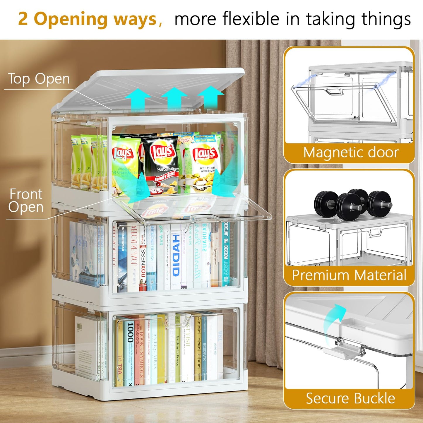 TidyTrove Storage Boxes with Lids - 25L*3 Plastic Storage Box with 3 Lids, Stackable Storage Boxes, Storage Drawers, Large Storage Box with Lids for