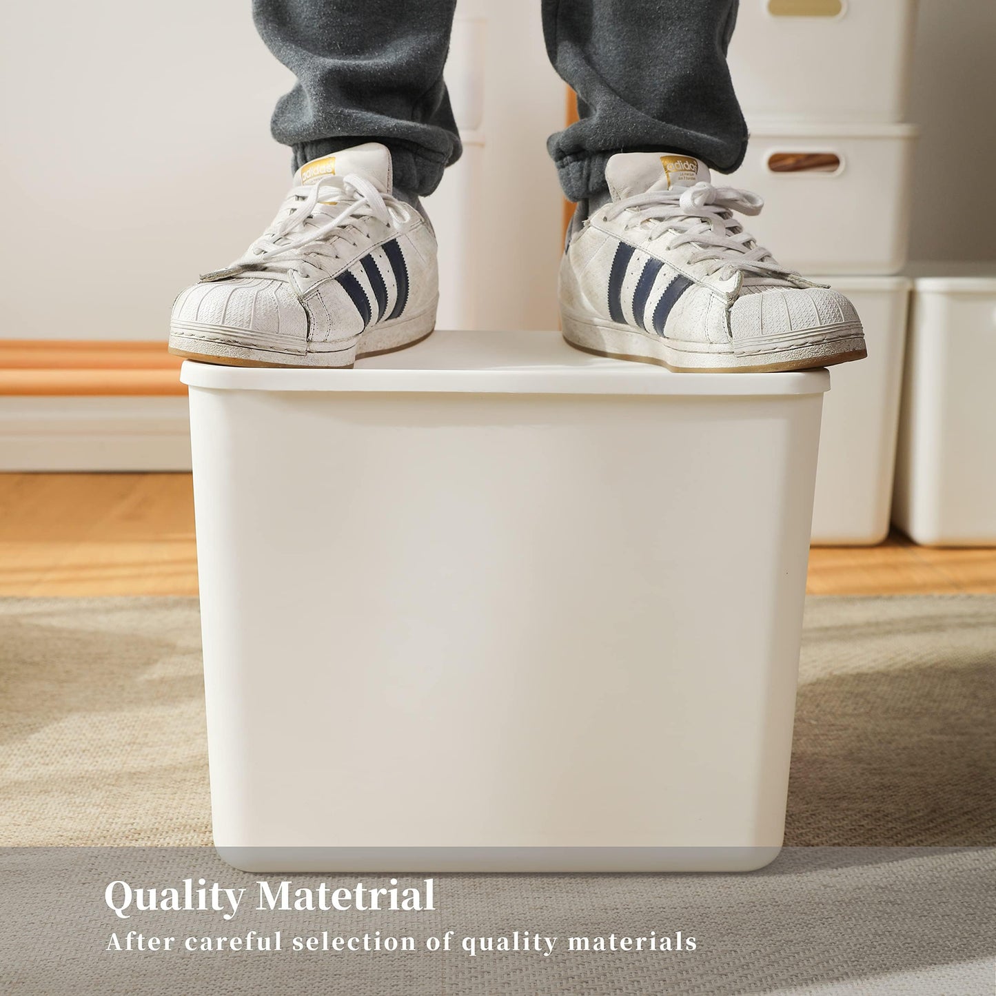 Yangyangyu Plastic Storage Baskets Bins Boxes With Lids,Organizing Container White Storage Organizer Bins For Shelves Drawers Desktop Playroom