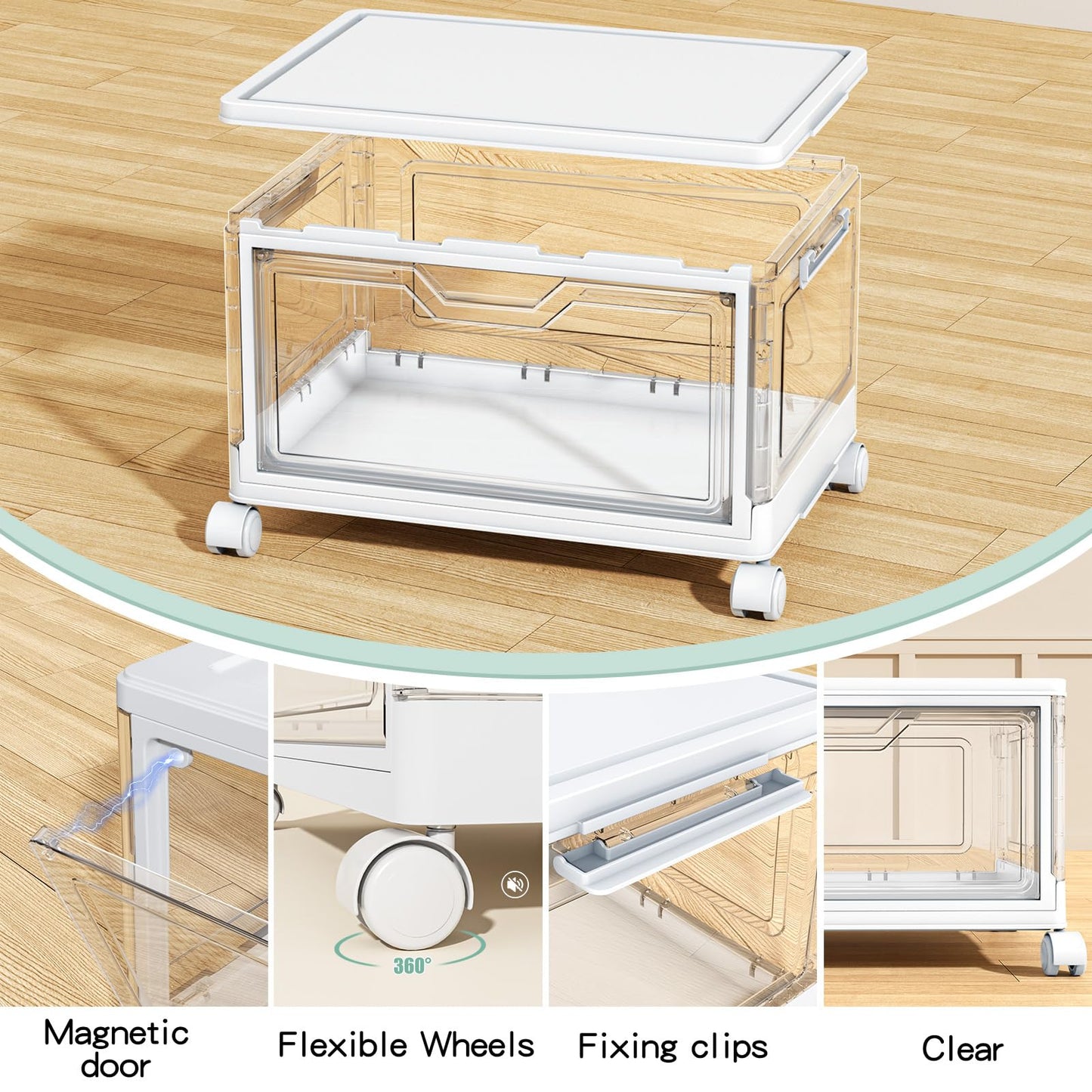 StowBin Storage Boxes with Lid,Plastic Storage Bins with 1 Lid,23L*4 Tier