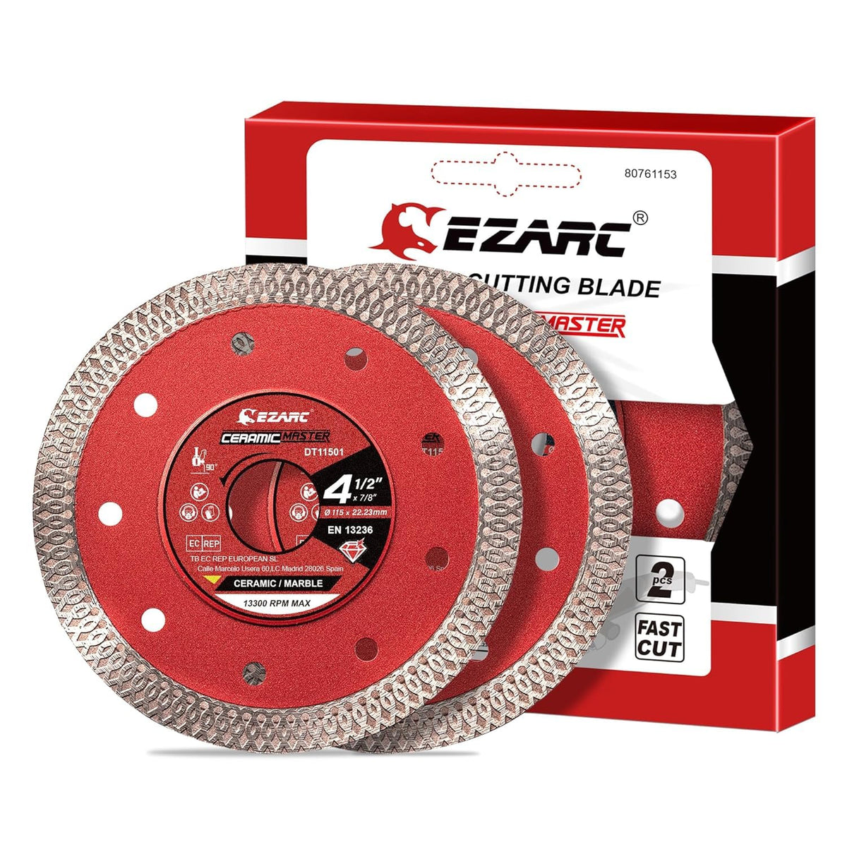 EZARC 115mm Diamond Cutting Discs, Super Thin Fast Diamond Saw Accessory for Angle Grinder, 115mm Cutting Wheel for Porcelain, Granite, Marble, Tiles