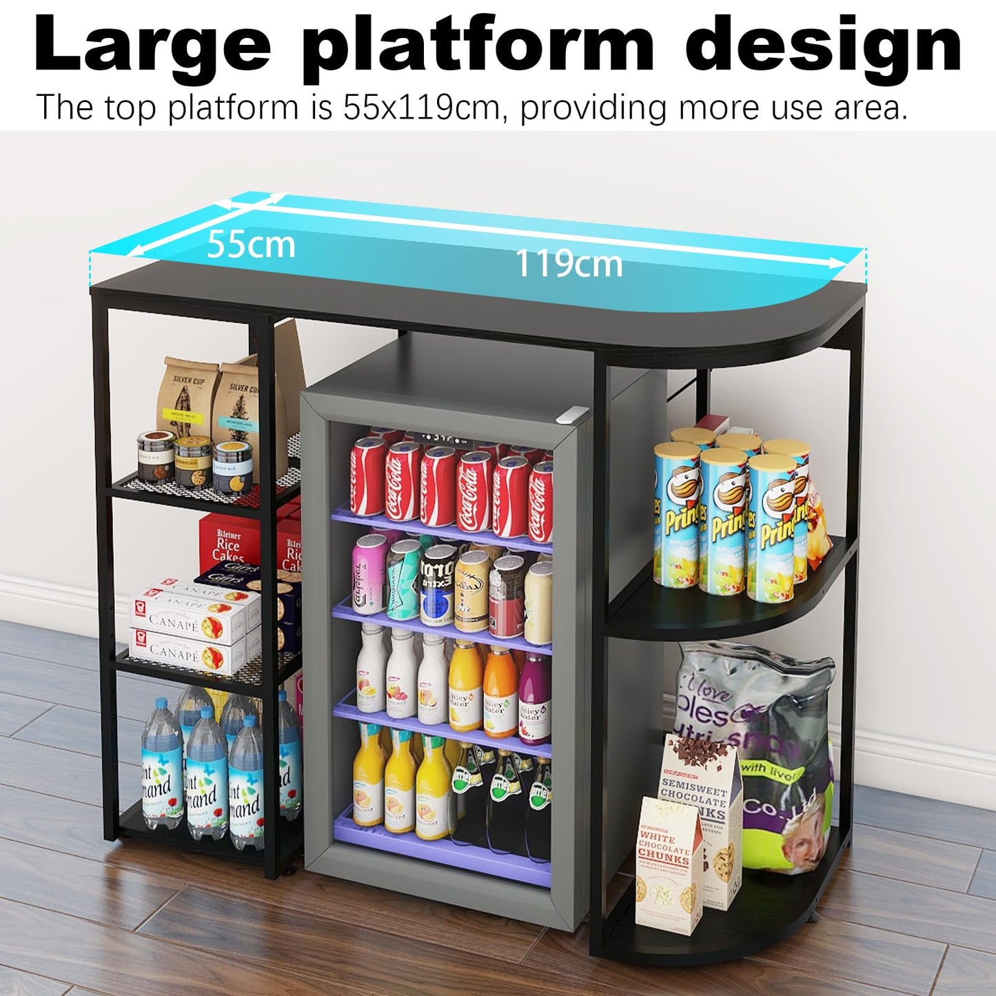 PUNCIA Mini Fridge Cabinet with Storage for Home Dorm Black