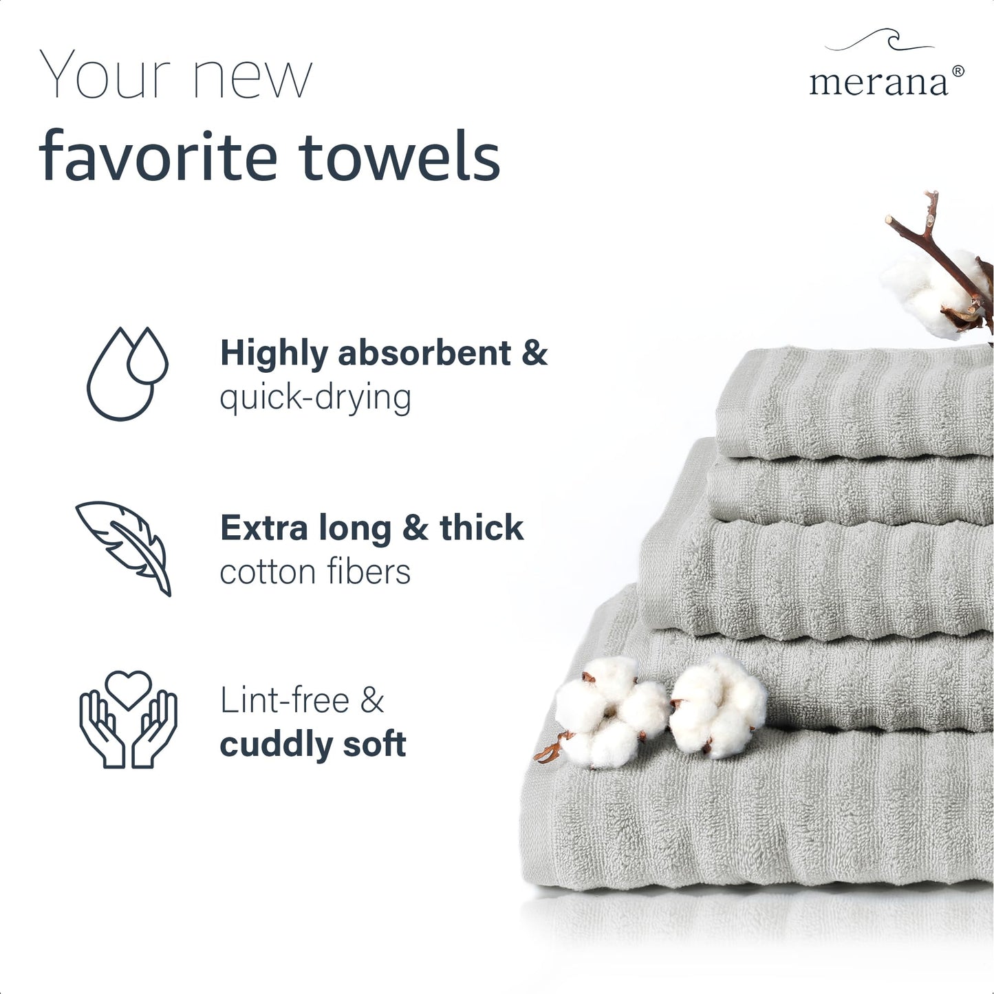 Merana OSLO towel set | quick-drying, soft & lint-free | terry luxury quality | 100% cotton terry | OEKO-TEX | 590 GSM | gift set | Light gray