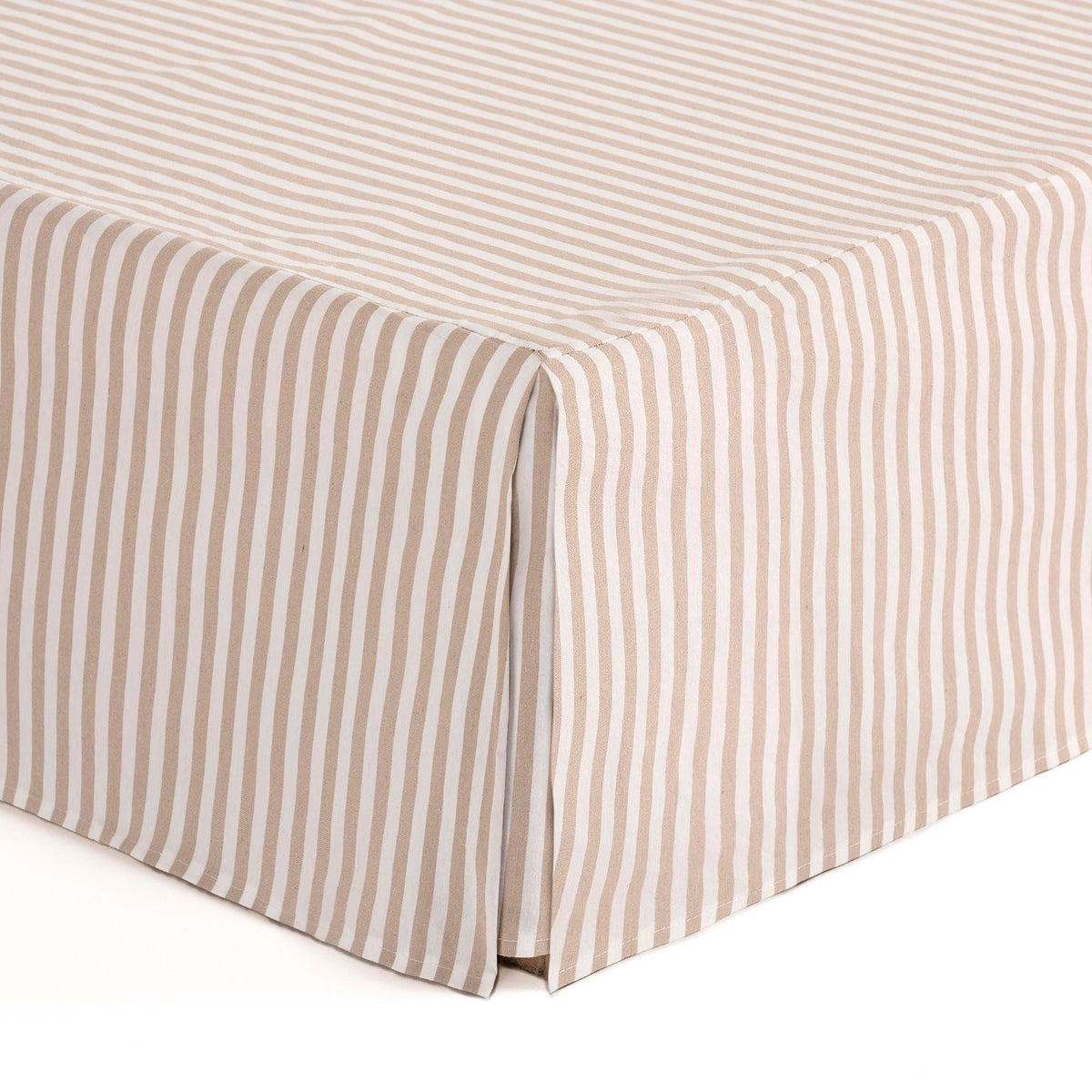 Bed Skirt 100 x 190/200 cm Bed Base Cover 100 cm – Beige Stripes