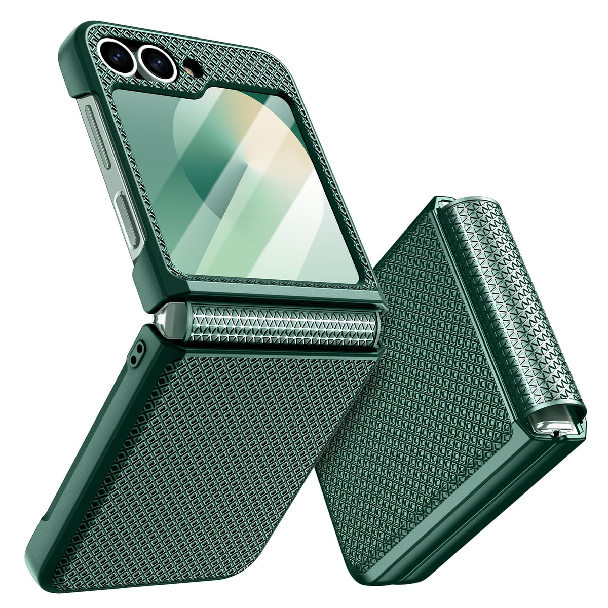 Doeshine for Samsung Galaxy Z Flip 6/Flip 7 FE Case [Not for Flip 7] with Back Screen Protector & Hinge Protection, Slim Fit Stylish Texture Non-Slip