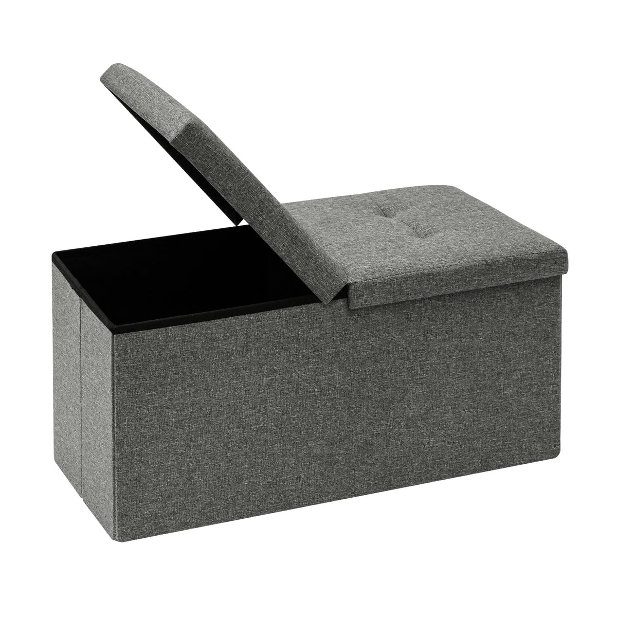 Bonlife Storage Ottoman with Flipping Lid Foldable Shoe Bench Footstool Stool or Sitting Box for Living Room 76.5x38x38cm (Linen-Gray, L)