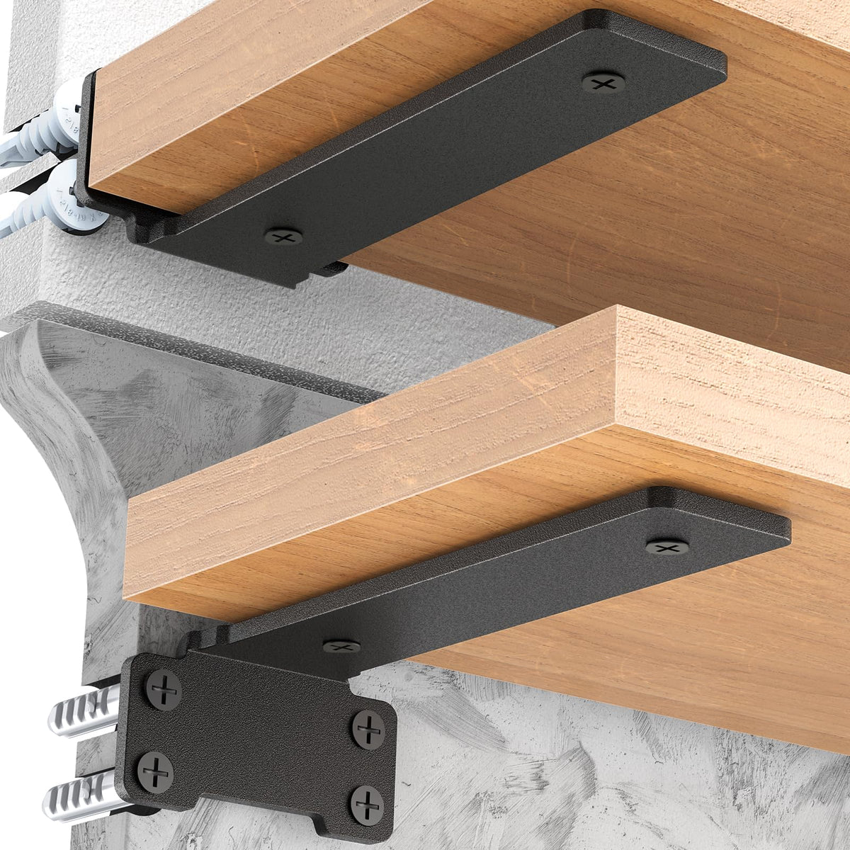 Yeabett 4 Pack Shelf Brackets 30cm, Heavy Duty Wall Brackets, 75kg Load Capacity, Black