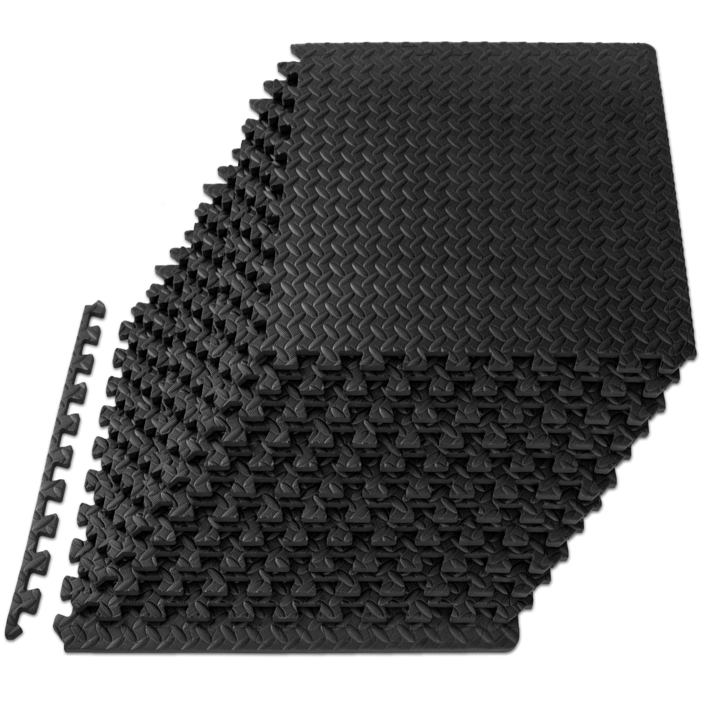 ProsourceFit Puzzle Exercise Mat ? in, EVA Interlocking Foam Floor Tiles for Home Gym, Mat for Home Workout Equipment, Floor Padding for Kids, Black,