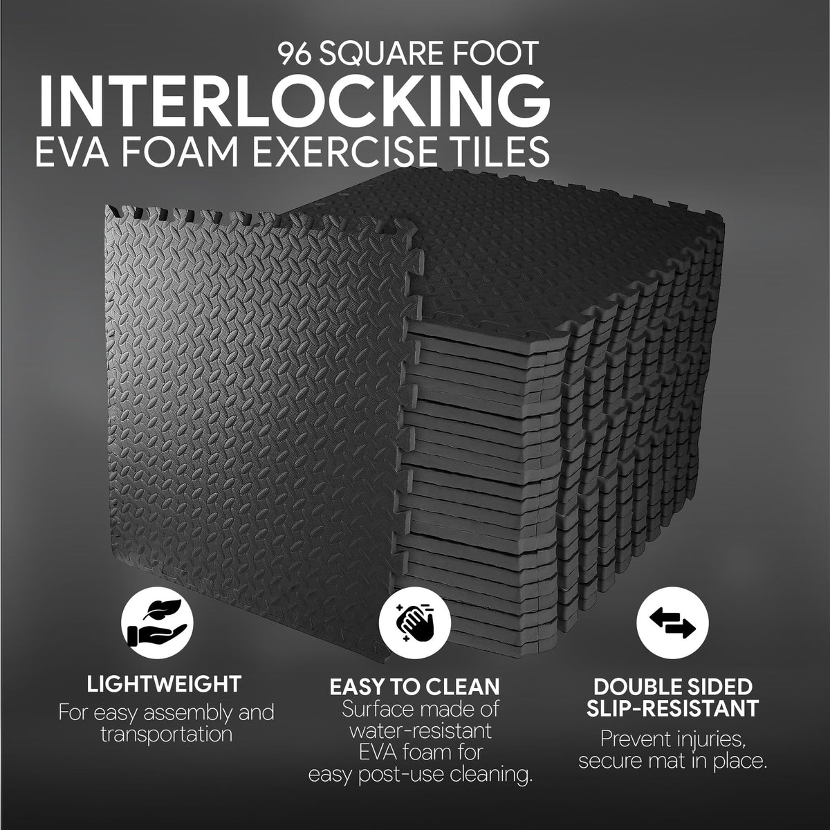 Signature Fitness Puzzle Exercise Mat with EVA Foam Interlocking Tiles for MMA, Exercise, Gymnastics and Home Gym Protective Flooring, 3/4" Thick, 96