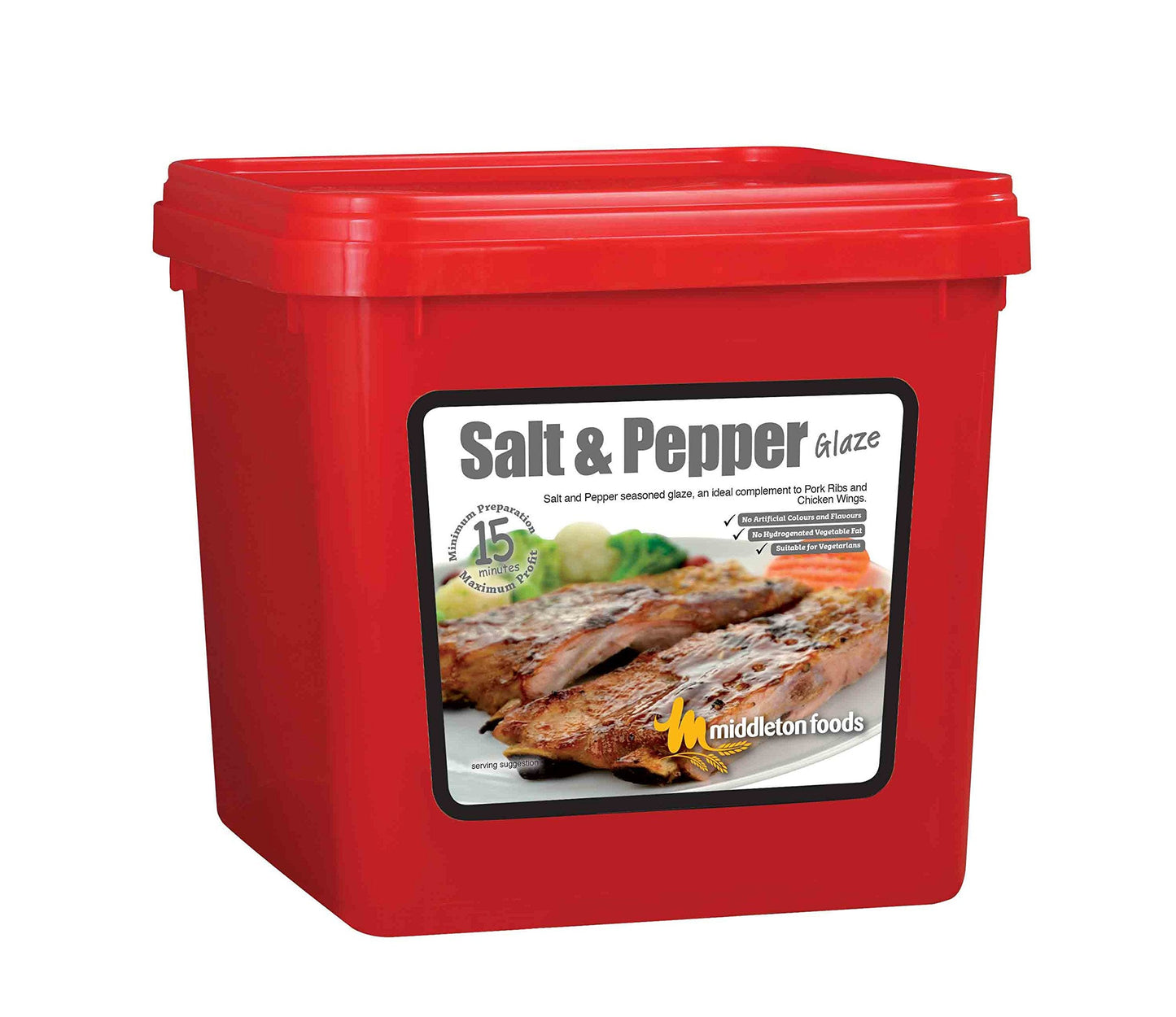 Middletons Salt and Pepper Glaze 2.5kg Resealable Red Tub