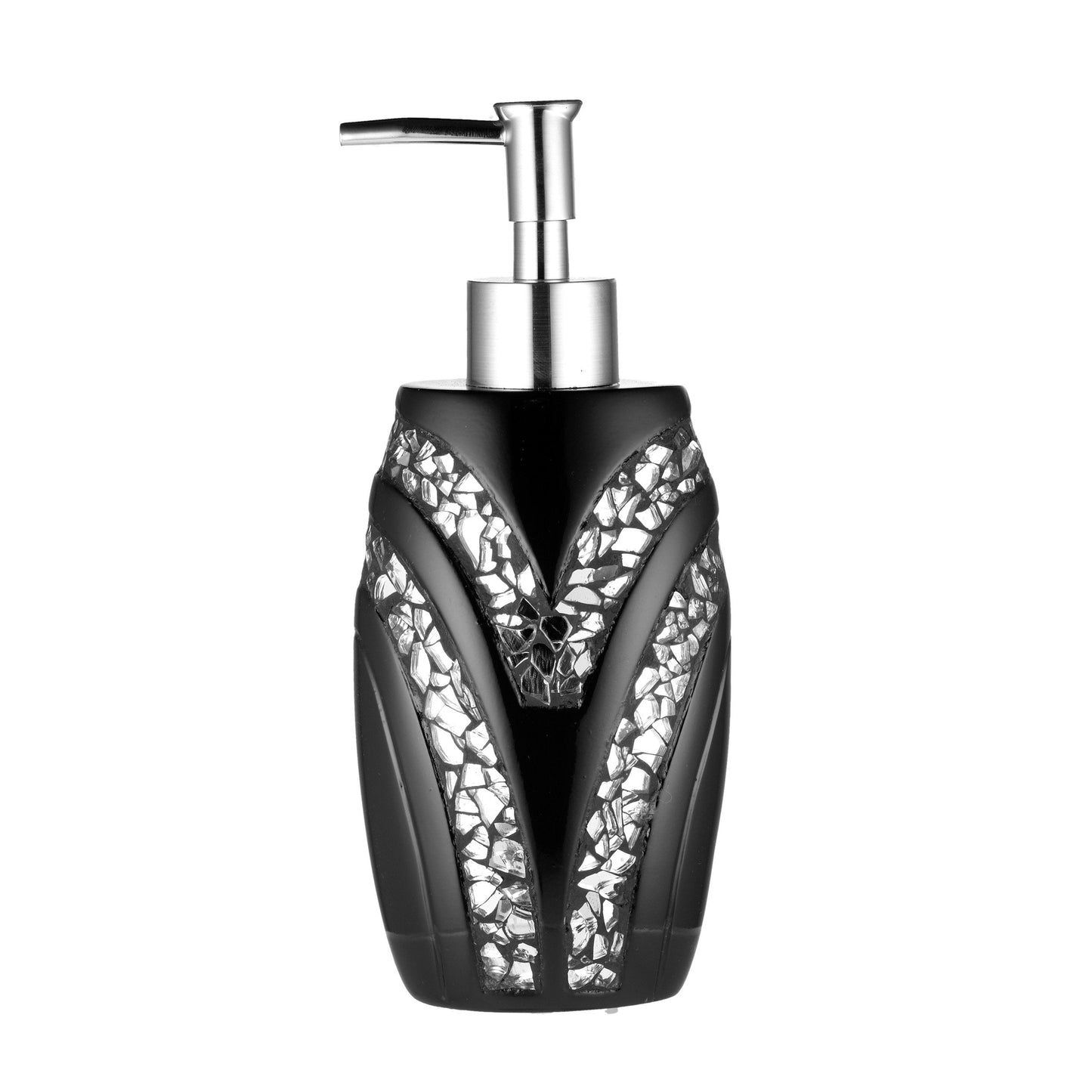 Zahari Home Sinatra Soap Dispenser/Lotion Pump Unique Design Bling Glass Mosaic D?cor, Black
