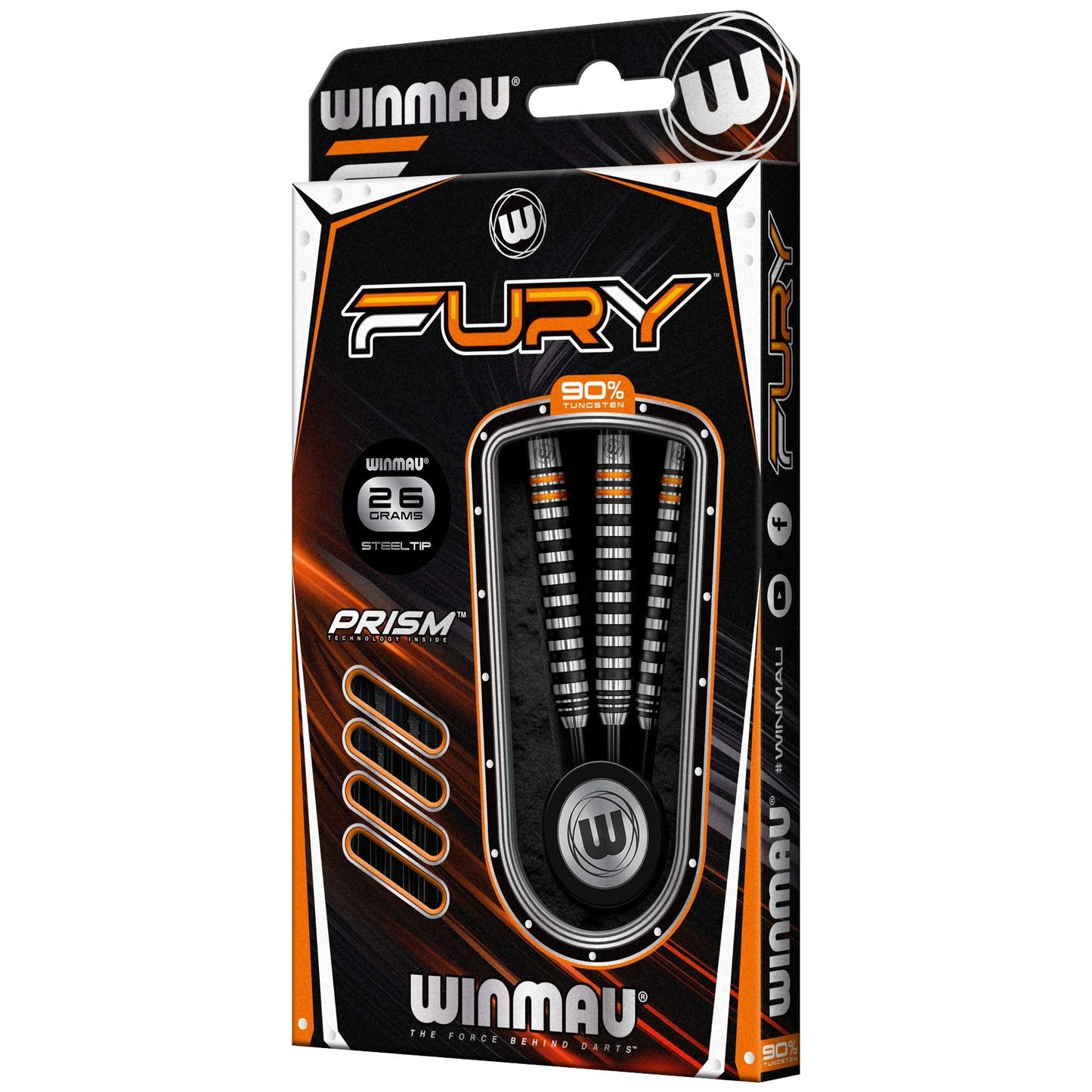 WINMAU Darts Fury 26g Tungsten Darts Set with Prism Flights & Vecta Shafts - Professional High-Performance Precision, Accuracy, Durability & Control