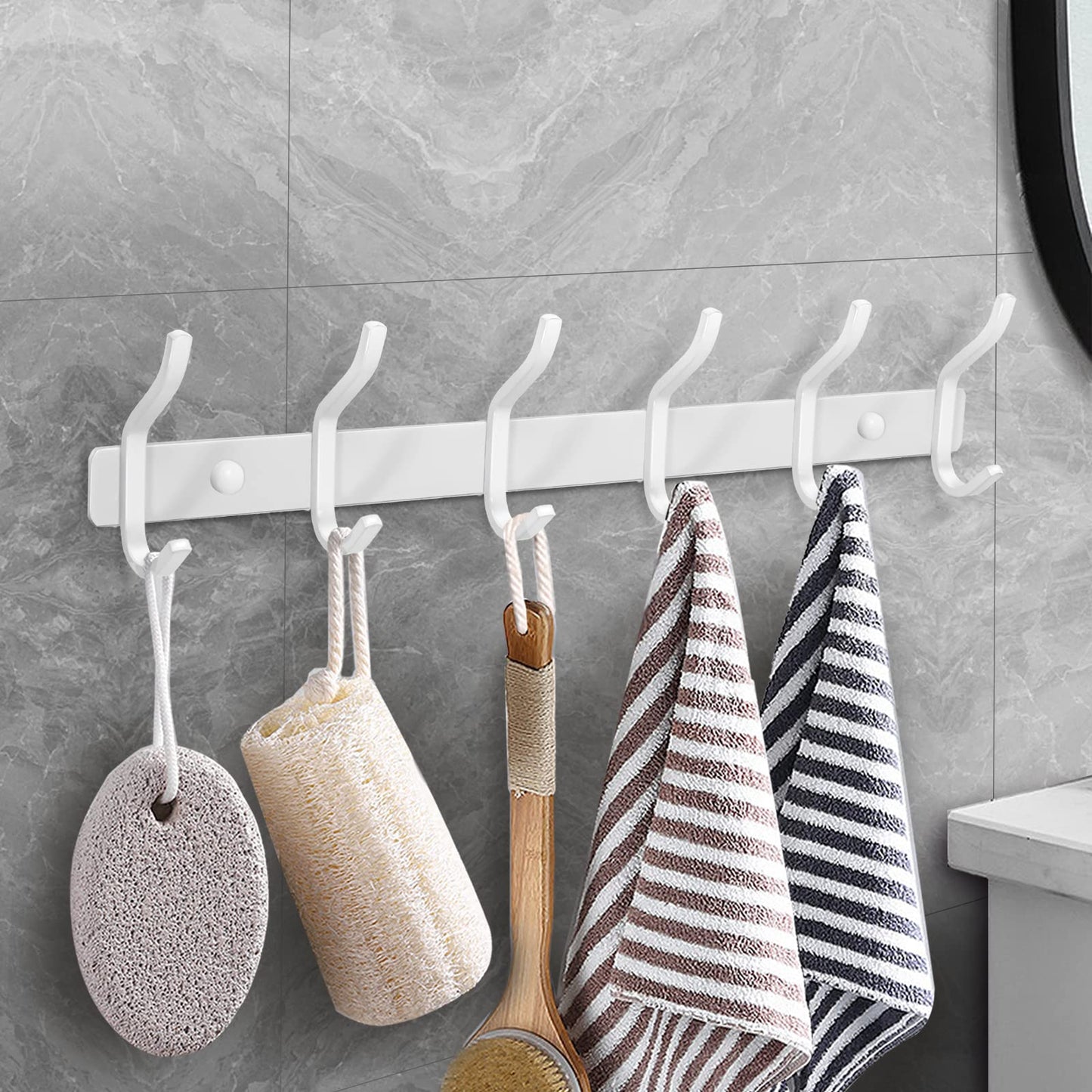 MEIJO Coat Hooks Wall Mounted, Coat Rack Wall Mounted Stainless Steel with 8 Hooks Heavy Duty Coat Hooks for Door, Bedroom, Bathroom, Kitchen