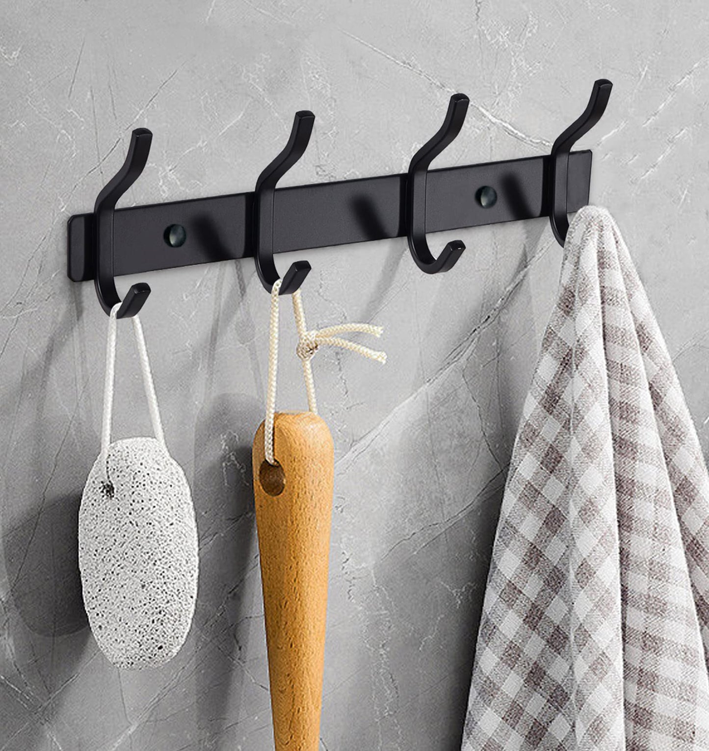 MEIJO Coat Hooks Wall Mounted, Coat Rack Wall Mounted Stainless Steel with 4 Hooks Heavy Duty Coat Hooks for Door, Bedroom, Bathroom, Kitchen