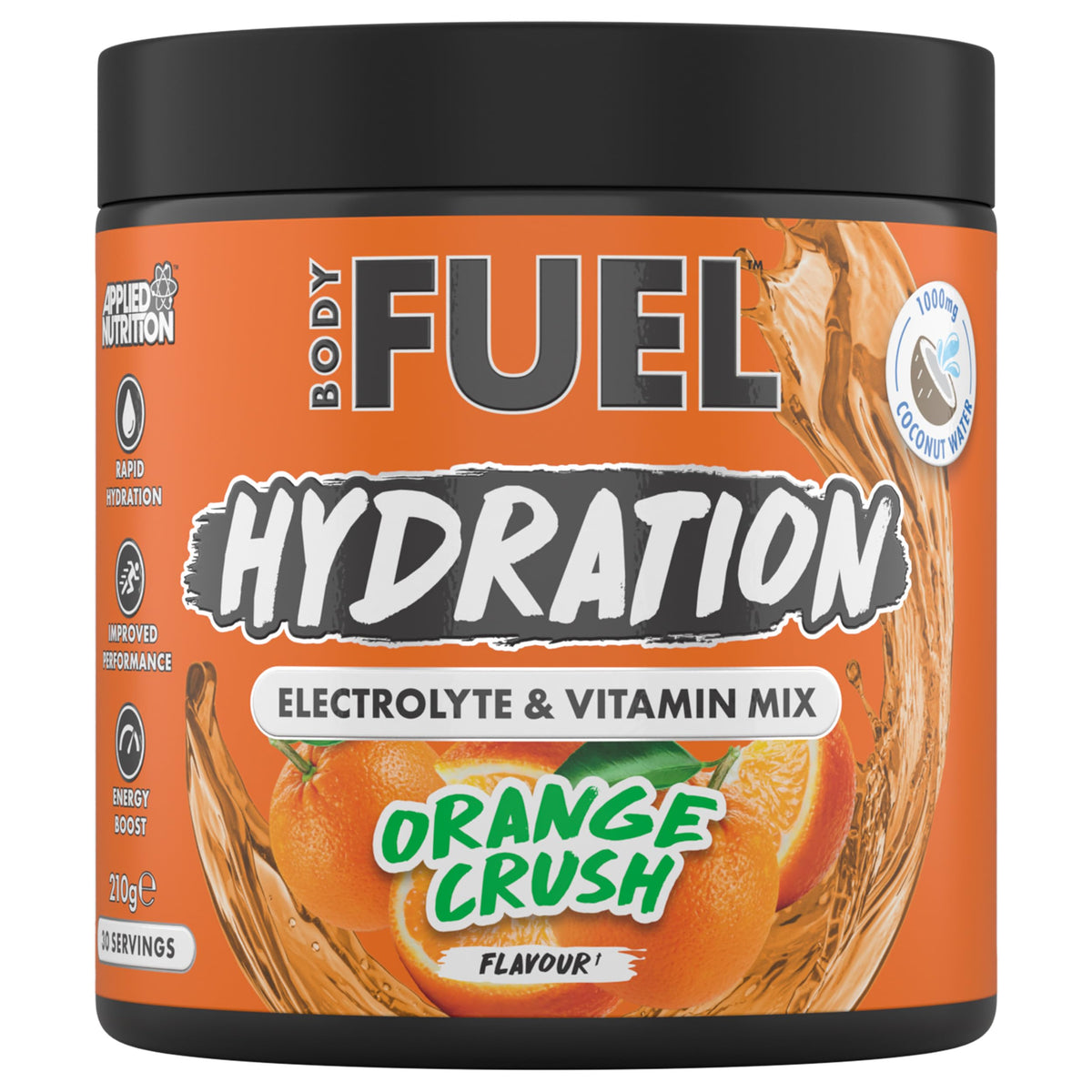 BodyFuel Hydration Electrolyte & Vitamin Powder - Natural Energy & Reduces Tiredness & Optimise Hydration (210g - 30 Servings)(Orange Crush)