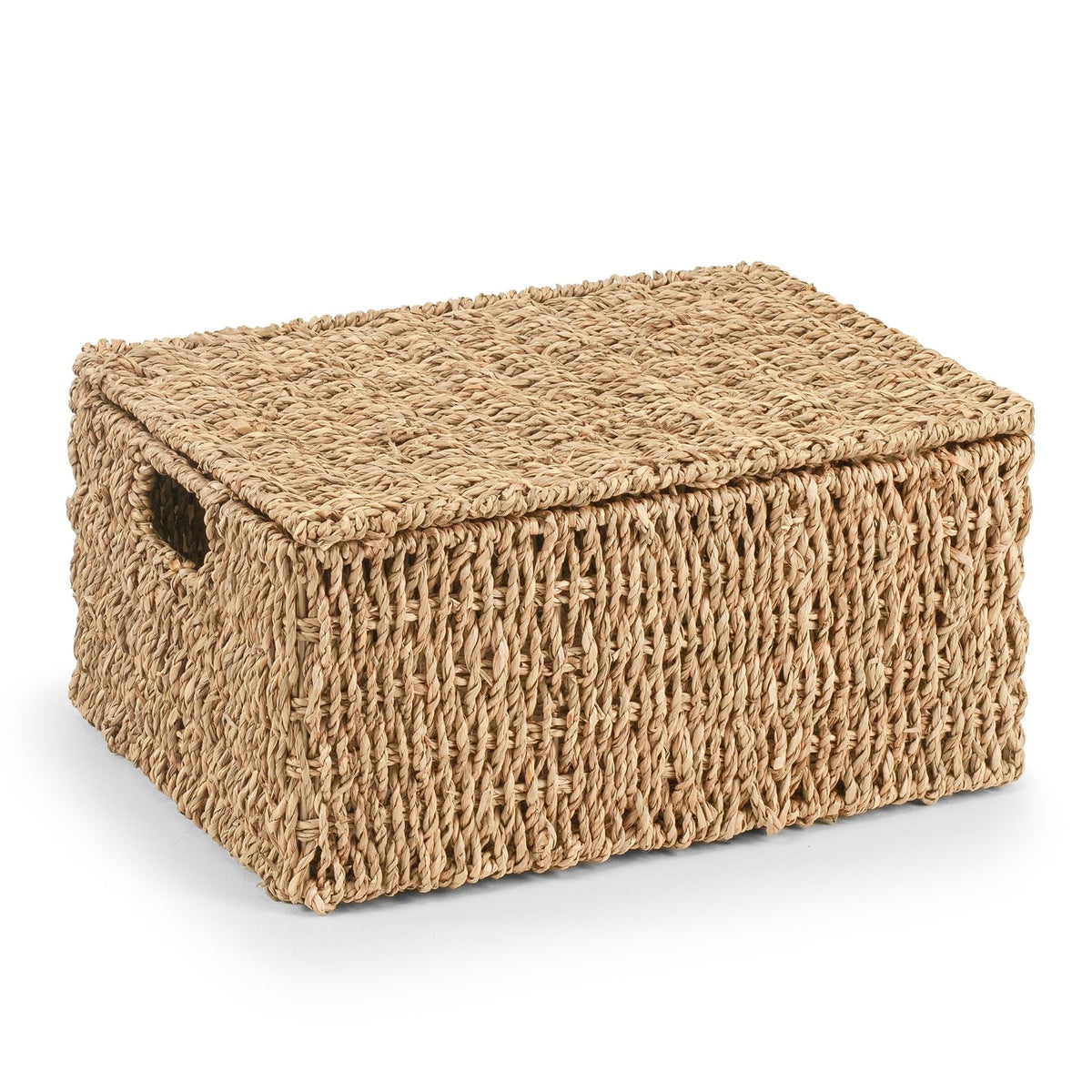Woodluv Storage Boxes with Lids, Woven Natural Seagrass, Nesting Storage Baskets for Shelves, Gift Hamper Basket