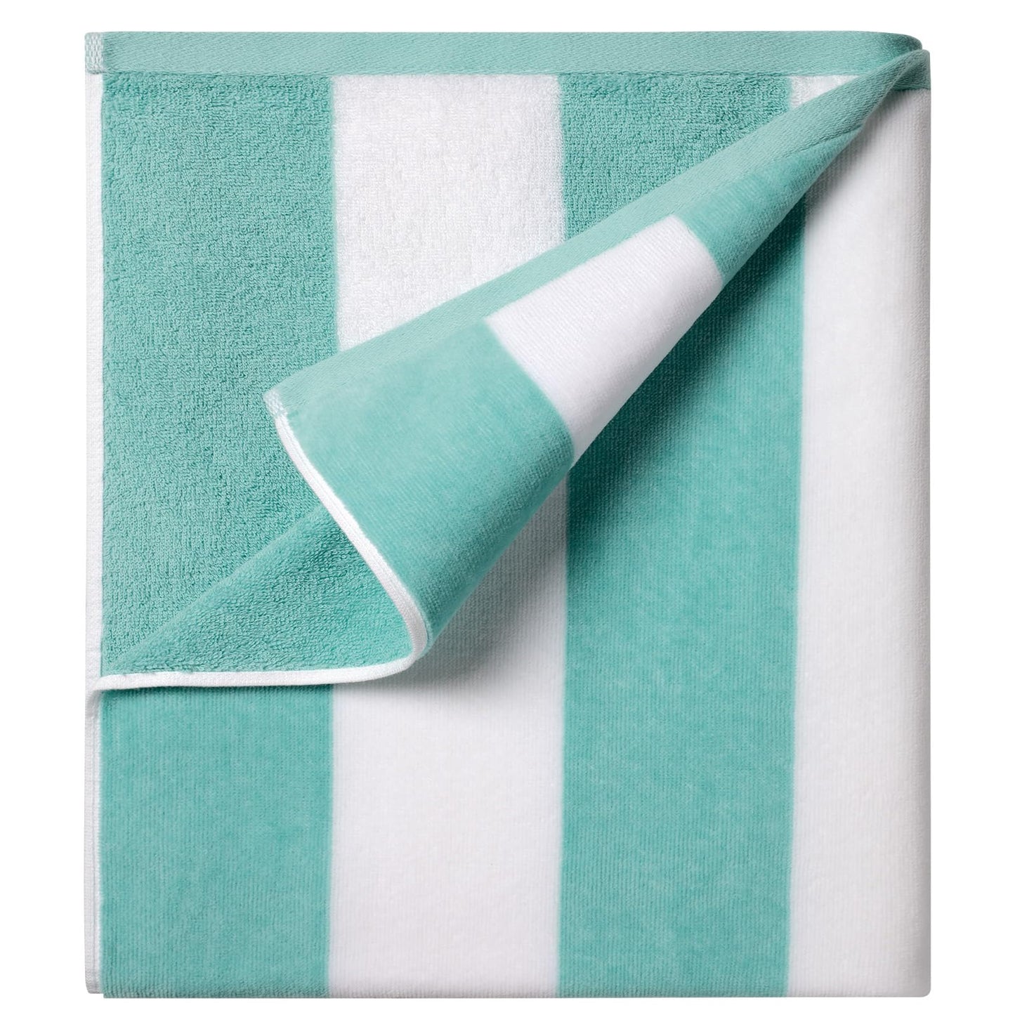 Ouxiaobai Cotton Oversized Beach Towel - 35 x 70 Inch Large Size Pool Towel, Striped Soft Cabana Swim Towel (Turquoise)