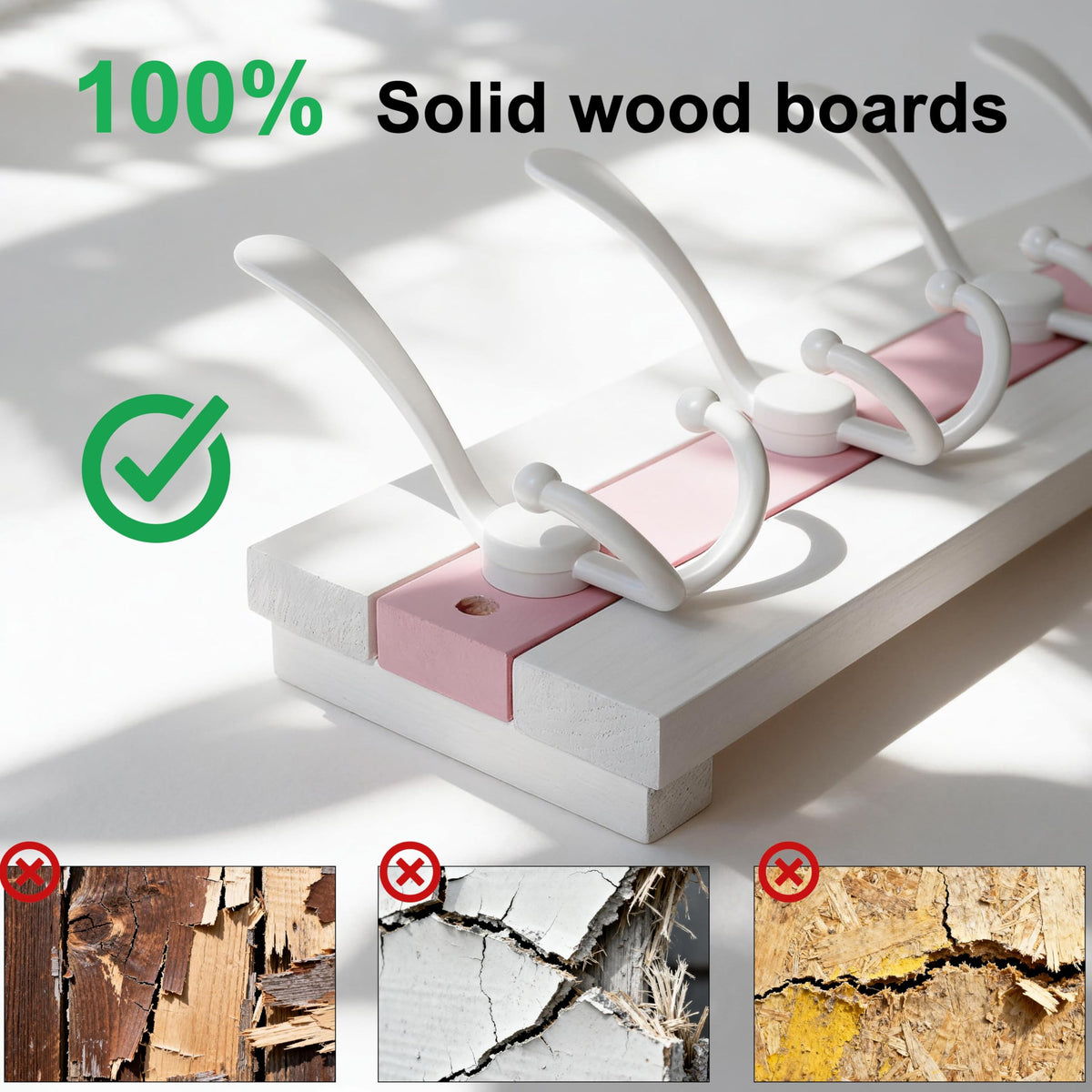 SKOLOO Coastal Wall Mounted Coat Rack-16.88" Beach House Entryway Wooden Coat Hook with 5 Hooks for Hanging Coats, Hats or Towels