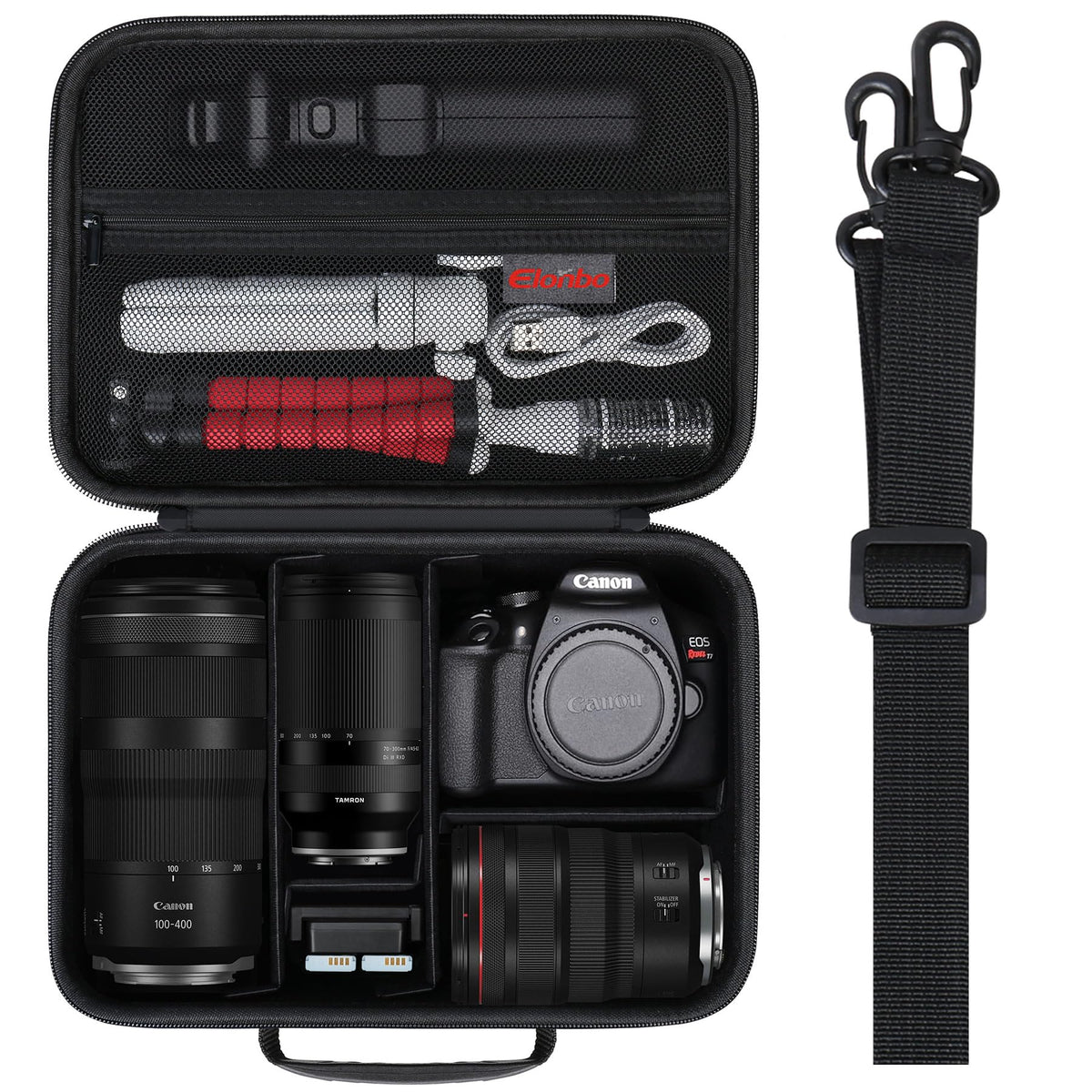 Elonbo Carrying Case for Canon EOS 2000D/4000D/R50/R6 Mark II/R100/R8/R10/ Sony Alpha 7 III /7 IV/a6400/ZV-E10/ZV E10L DSLR Digital Camera, Hard