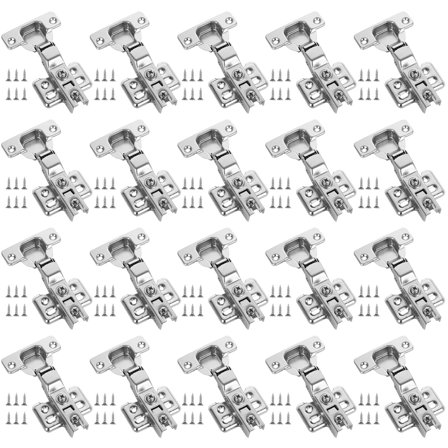 APACALI 20 PCS Half Overlay Kitchen Cupboard Hinges, Kitchen Cabinet Hinges with Screws, Cabinet Hinge, Soft Close Hinge for Kitchen Cupboards,
