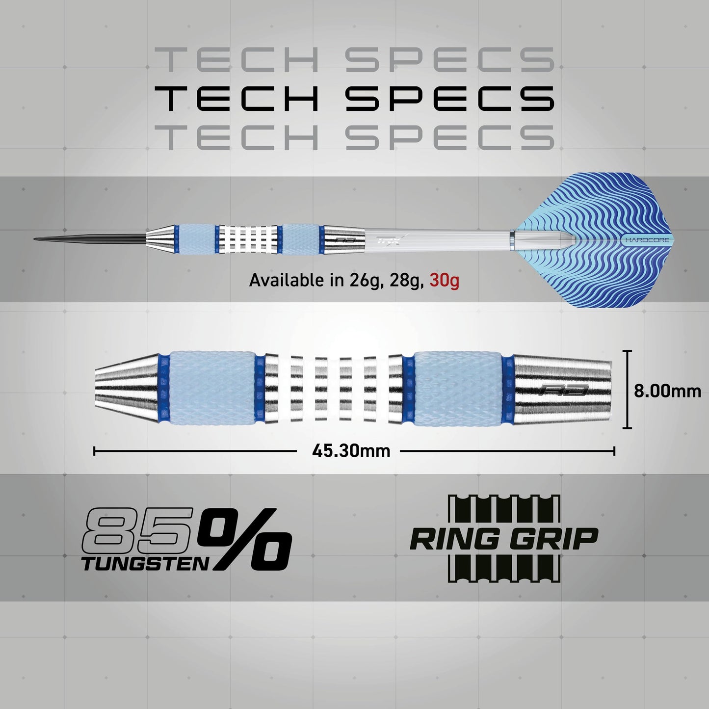 RED DRAGON Stag 30g Tungsten Darts with Flights and Stems