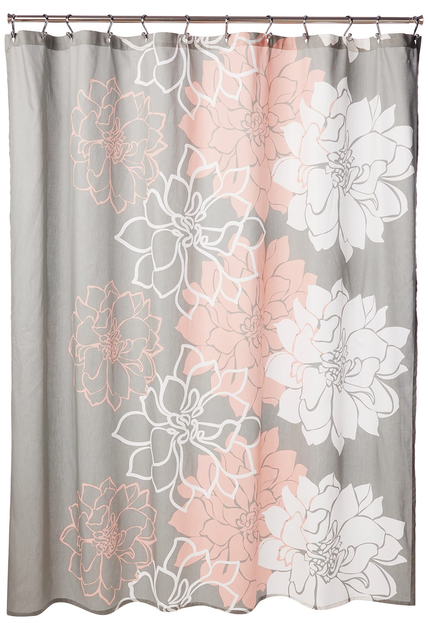 Madison Park Lola 100% Cotton Shower Curtain, Casual Large Floral Design, Modern Bathroom Decor, Machine Washable, Fabric Privacy Screen 72x72,