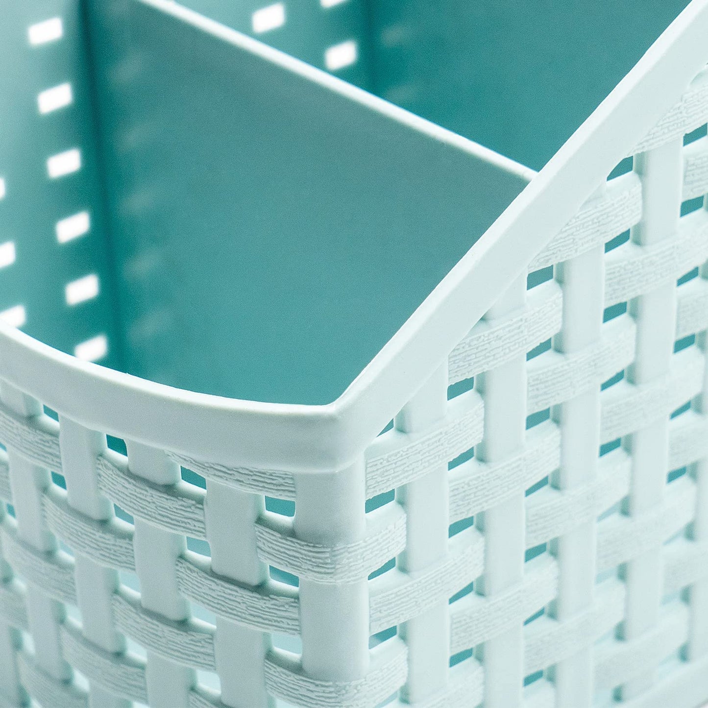 Fai Top 4 Grid Plastic Storage Basket Blue