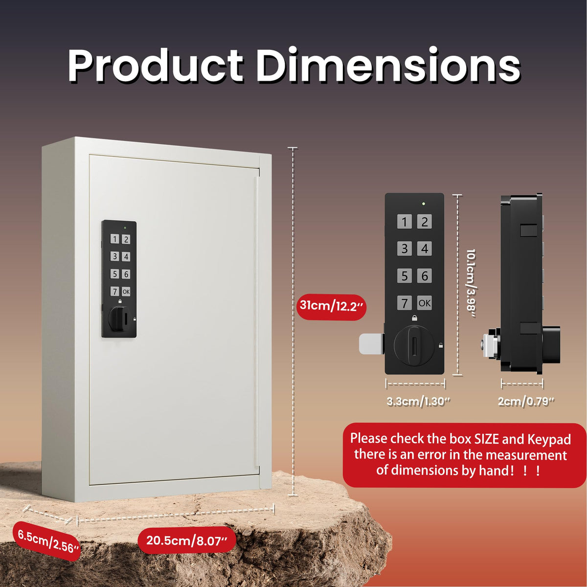 Grimtron Electronic 40 Key Safe Wall Mounted, Beige Key Lock Box With Code