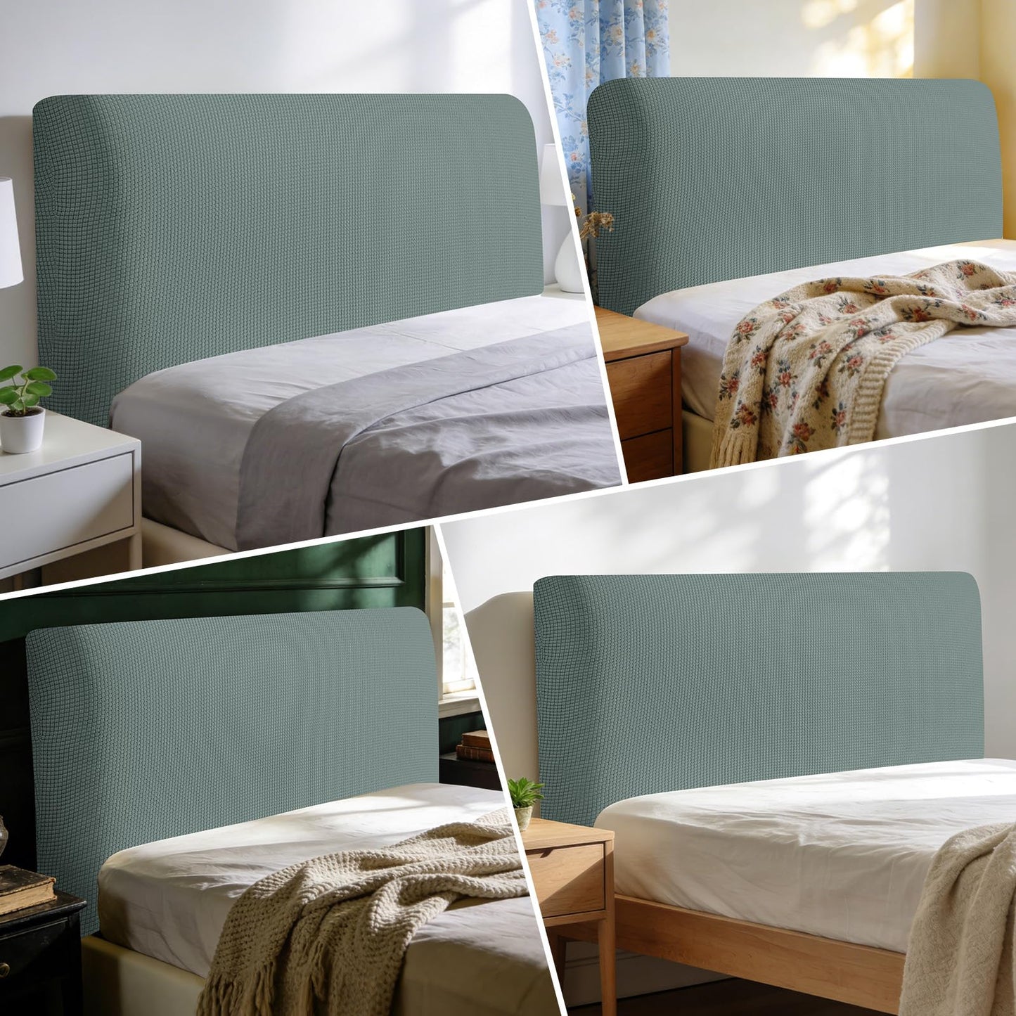 Niuoppy Bed Headboard Cover Fully Wrapped, Stretch Head Board Covers for Single Bed, Beds Headboard Protector Dustproof and Cat Scratch-proof