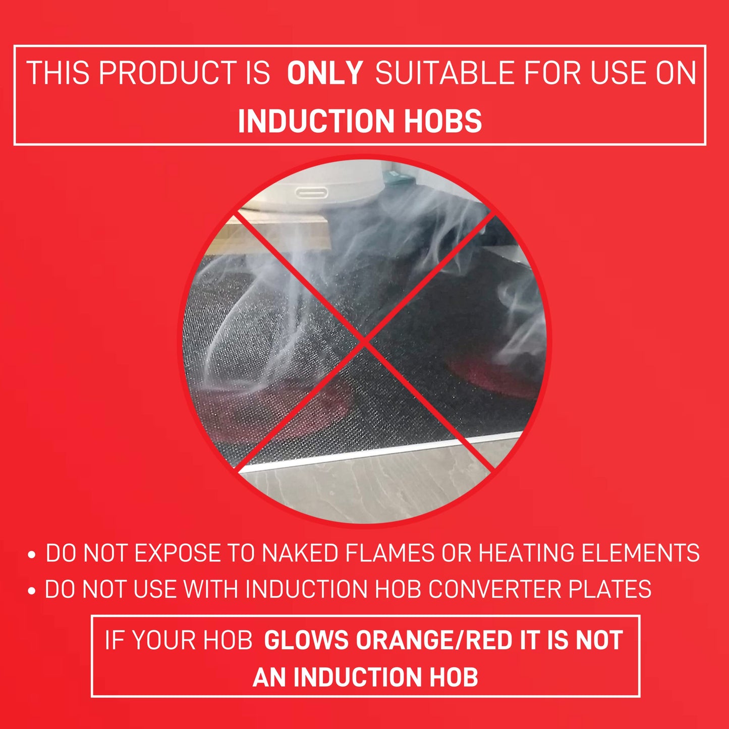 Bake-O-Glide EDGED Induction Hob Protector Standard (4 Ring), Black, 590 x 520mm