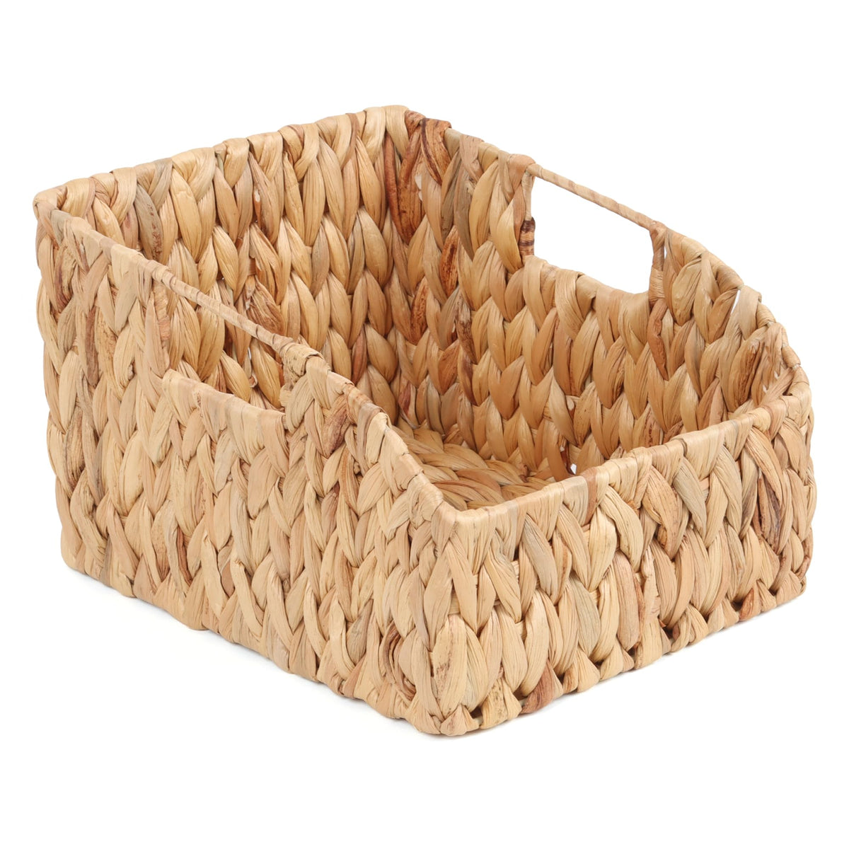 FEILANDUO Wicker Basket with Handles, Handwoven Storage Basket for Pantry, Trapezoid Decorative Baskets for Shelves Home Organizer