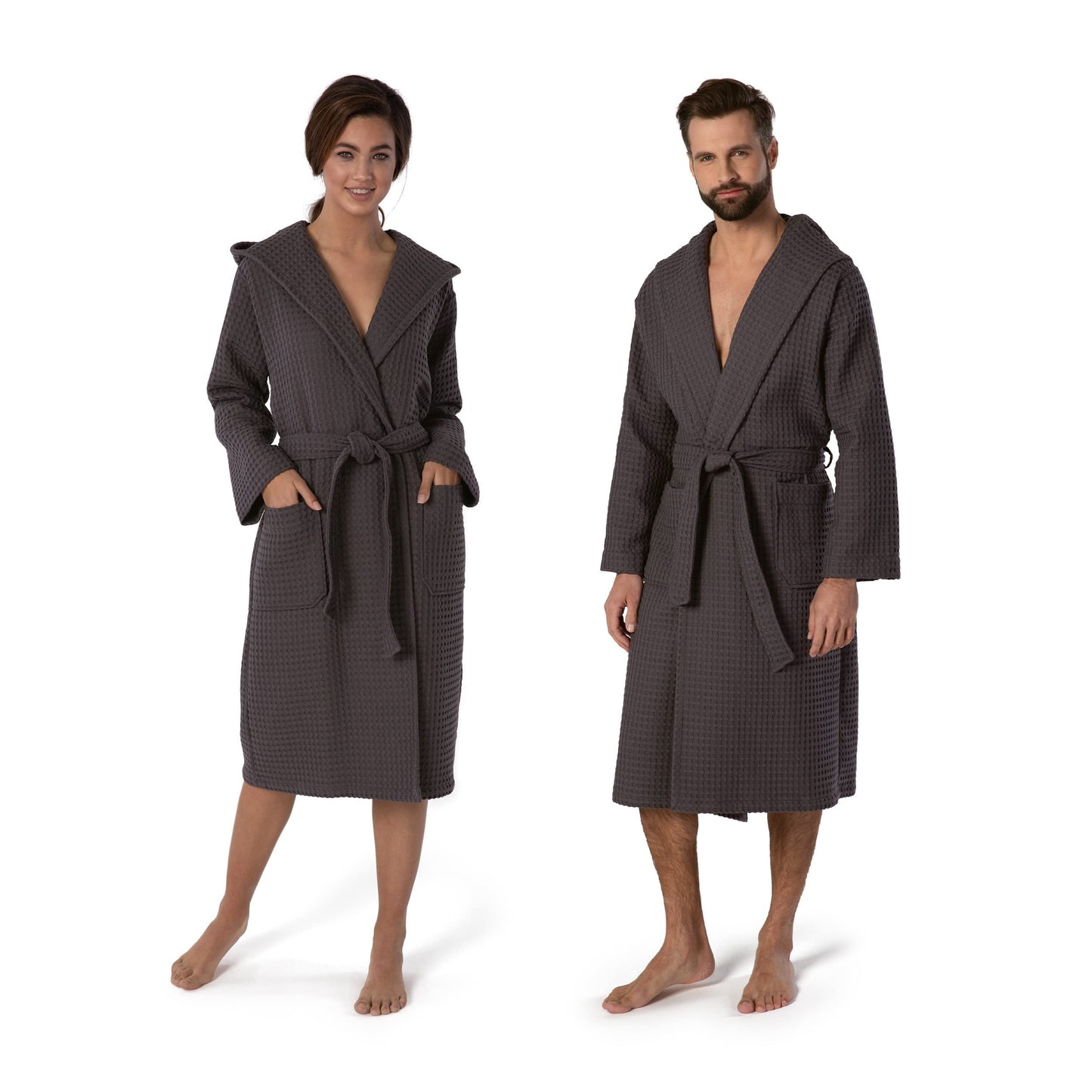 m?ve Piqu?e hooded bathrobe in size XL made of 100% cotton, graphite