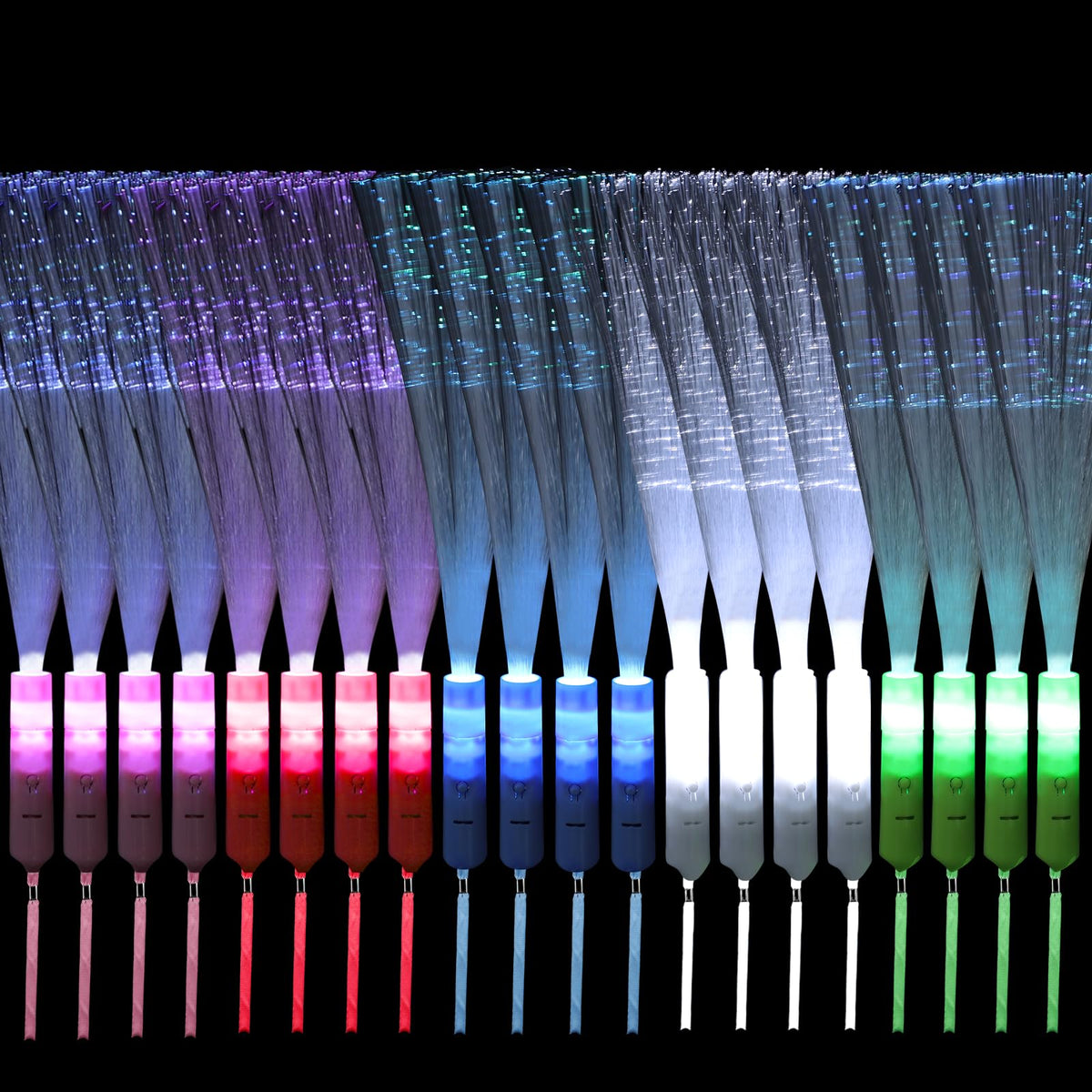 20Pcs Fiber Optic Wands 3 Modes Flashing Colorful Light Up LED Glow Wands Sticks for Concerts Birthday Party Favors (20pcs)