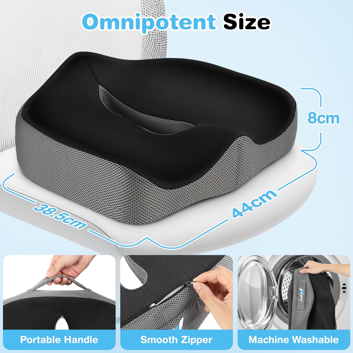 POOTACK Seat Cushions - Memory Foam Office Chair Cushion with Non-Slip