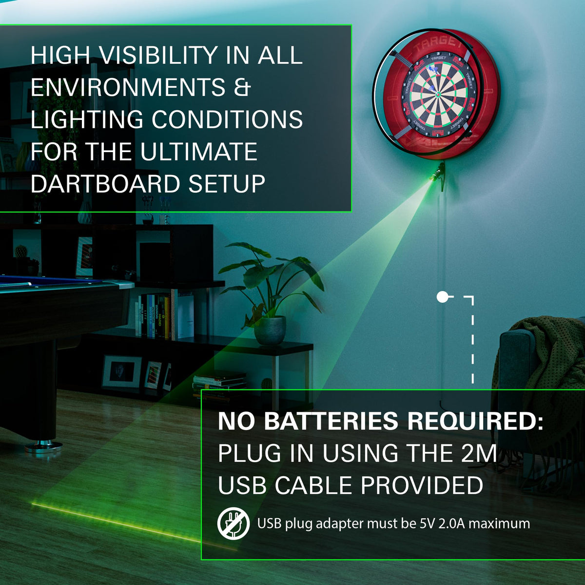 TARGET Darts Dartboard Laser Oche | Darts Laser Oche Line, Dartboards Toe Line Marker for Steel Tip & Soft Tip Dart Board Setups | Wall Mountable &