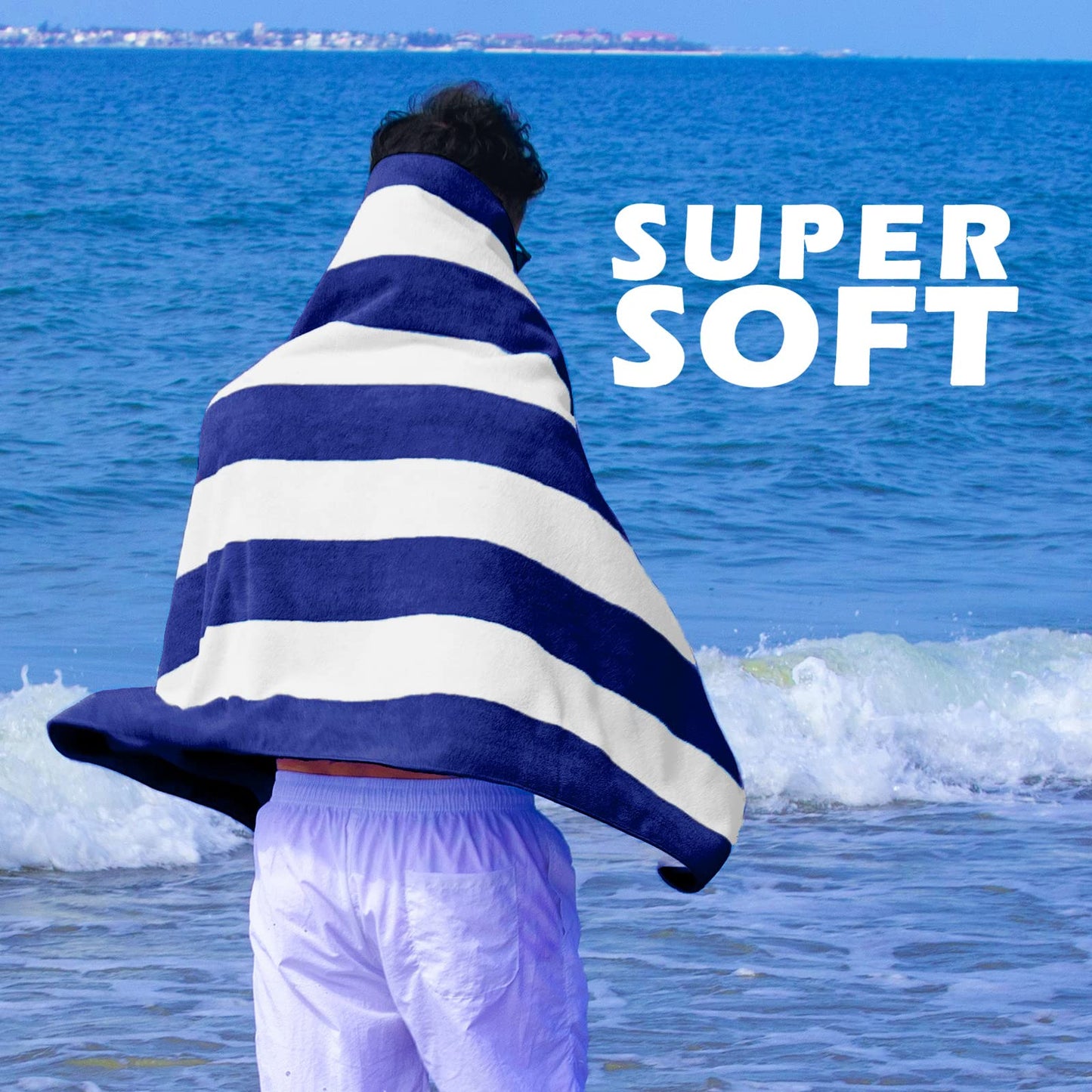 Exclusivo Mezcla 4-Pack Large Microfiber Beach Towels Set, 152x76 cm
