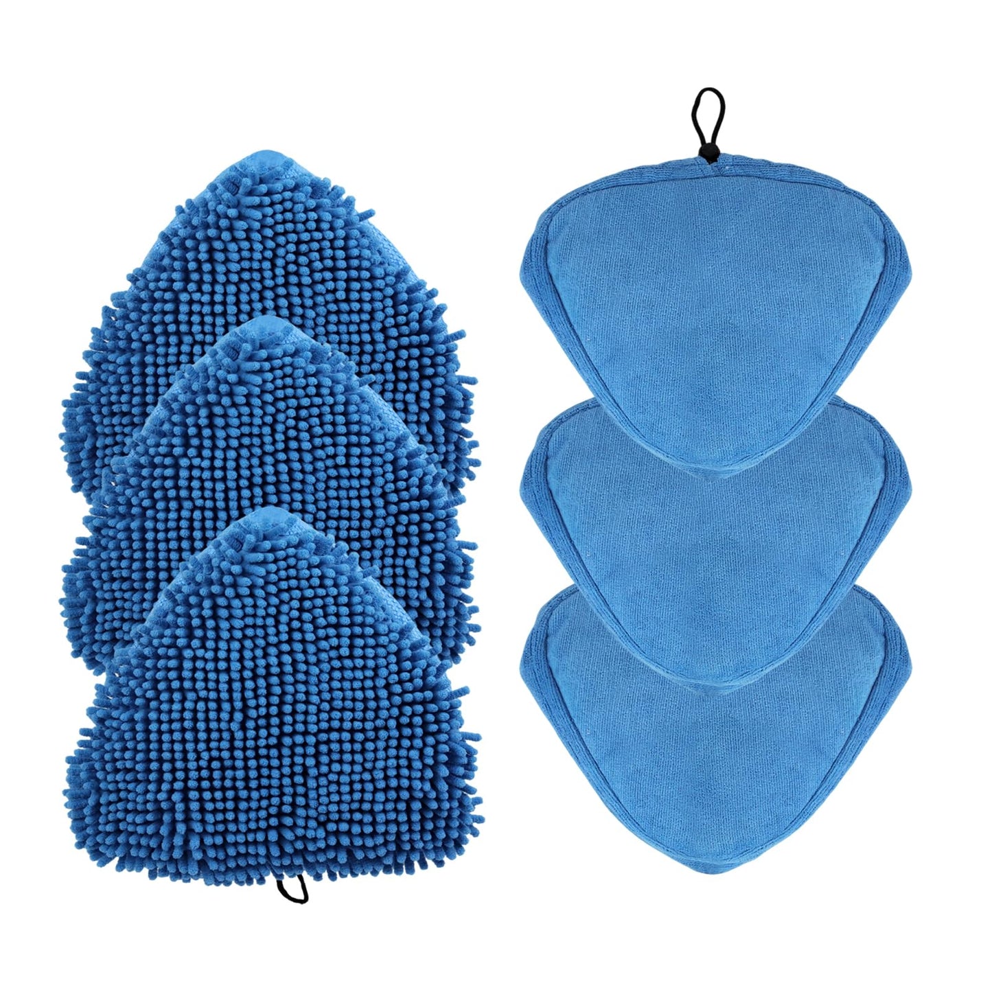 Bodhitree Pack of 6 Triangle Microfibre Mop Pads (3x Coral 3x Microfibre) Replacement Steam Cleaner Pads Tie Fixing Reusable Washable Floor Steamer