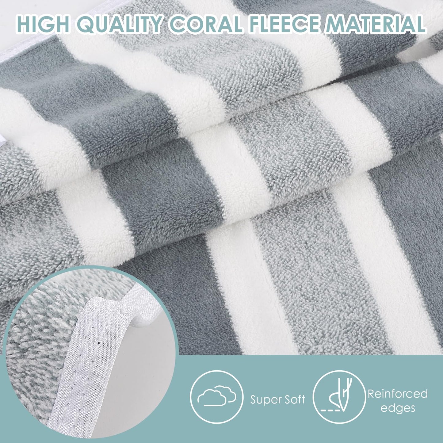 VIVOTE Microfibre Hand Towels for Bathroom with Hanging Loop Grey 3pcs