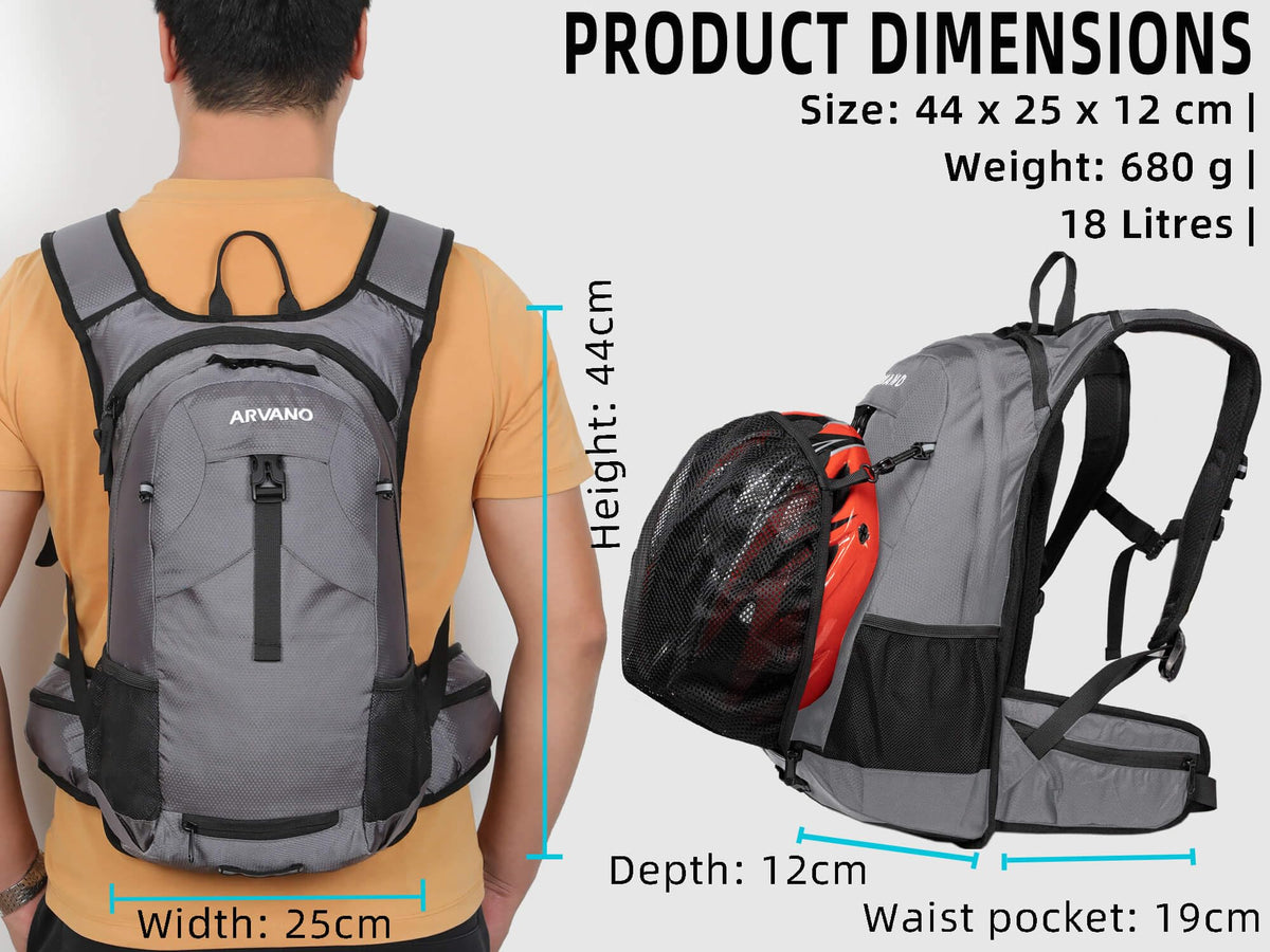Arvano Hydration Backpack Cycling Backpack with Hydration Bladder, 18L Water Rucksack Insulated Compartment for Skiing, Hiking, Mountain Biking for