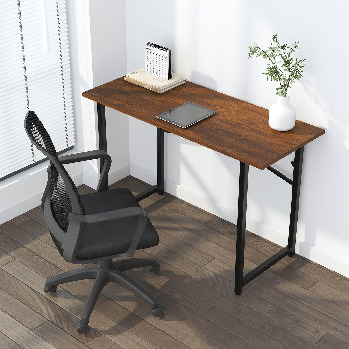 Lutown-Teen 120 cm Folding Desk No Assembly Required, Mahogany