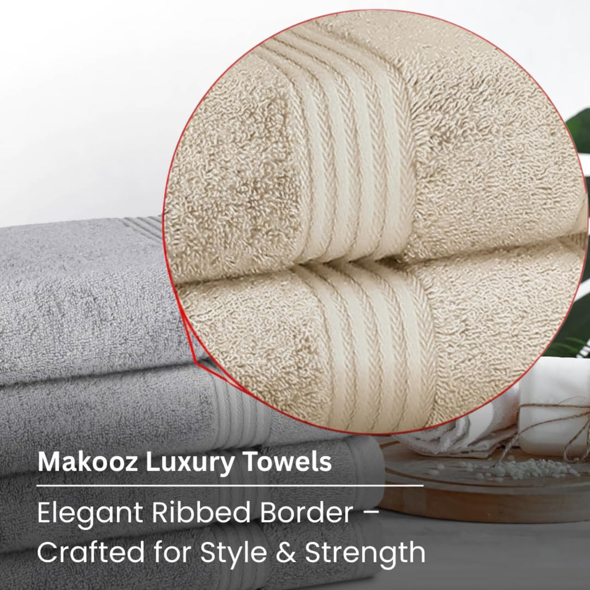 Makooz Luxurious Bamboo Hand Towels for Bathroom Pack of 2-700 GSM Bamboo & Egyptian Cotton 50/50 Blend - Ultra Silky Soft, Quick Dry, Absorbent