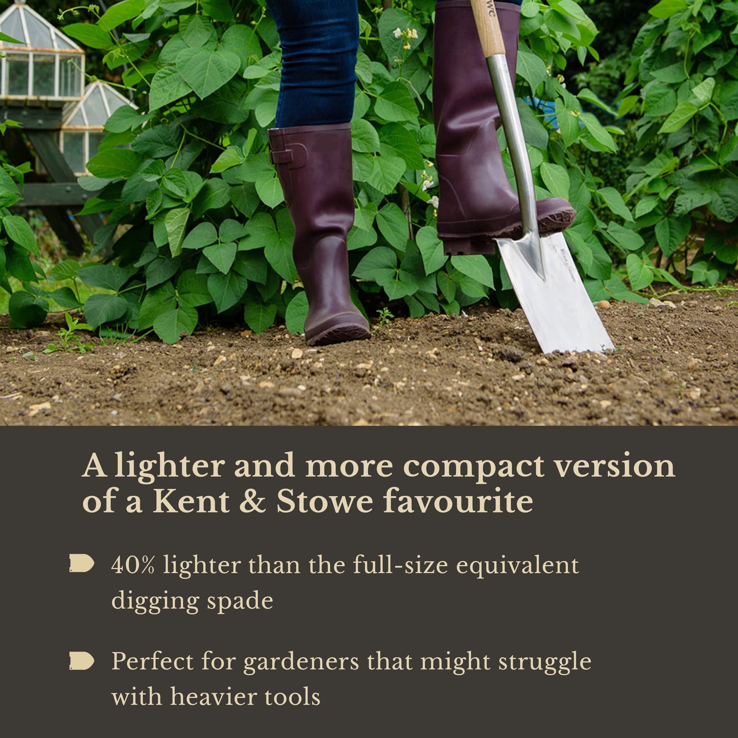 Kent & Stowe Garden Life Stainless Steel Digging Spade, Light and Compact Traditionally-Styled Garden Tool, All Year Round Made from Stainless Steel