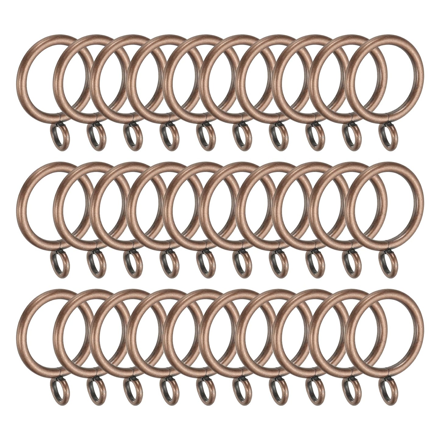 PATIKIL 1 Inch Inner Dia Curtain Rod Rings with Eyelets, 30 Pcs Metal Drapery Ring for Curtain Rods Hoop Pins, Copper Tone