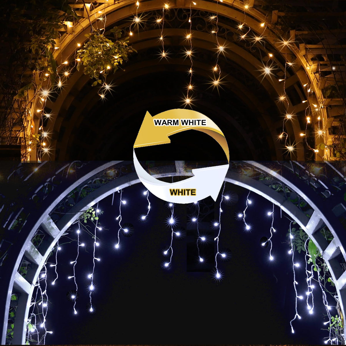 YOSION 500 LED Icicle Lights Curtain String Light, 15M/49ft with Timer, Warm White to White Color Changing, for Indoor & Outdoor, Christmas,