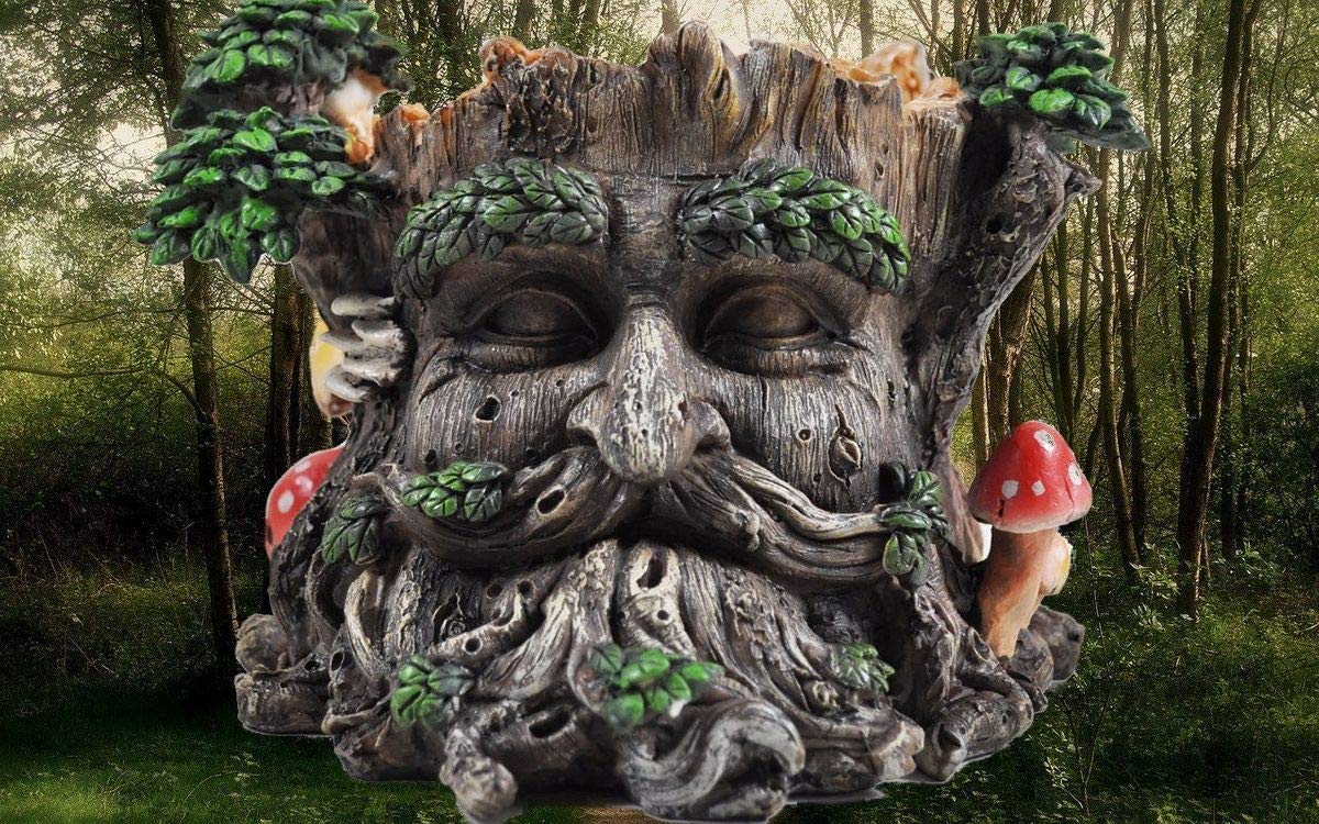 Tree Ent Face Plant Pot Holder Greenman Decorative Garden Myth Sculpture Planter H15cm