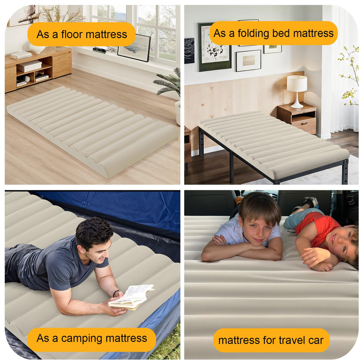 MeMoreCool Roll Up Floor Mattress Small Double, 190x120cm, Beige