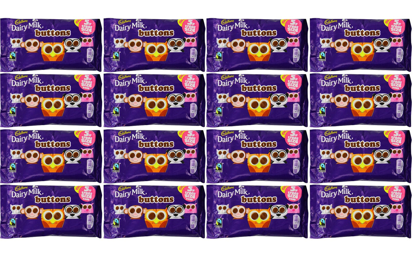 16 x Cadbury Dairy Milk Buttons 5 Treatsize Chocolate Bags 70G