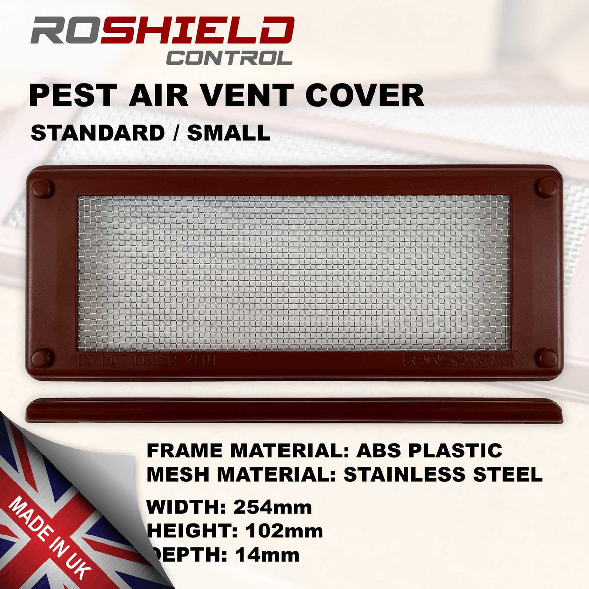 Roshield Pest Proofing Air Brick Mesh Vent Cover | Mouse Insect Rodent Control Prevention x 10 (Brown, Standard)