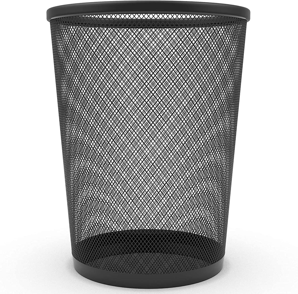 Zuvo Metal Mesh Waste Paper Bin, Small Bedroom & Office Bin, Black