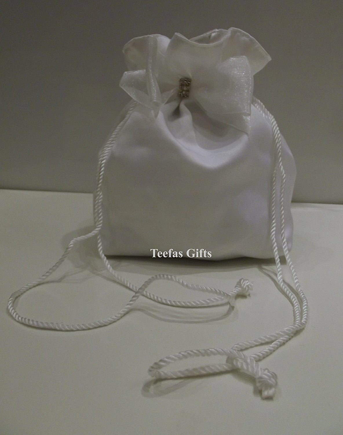 White Matt Satin Wedding Bridal Bag - White Matt Satin Holy Communion Dolly Bag.