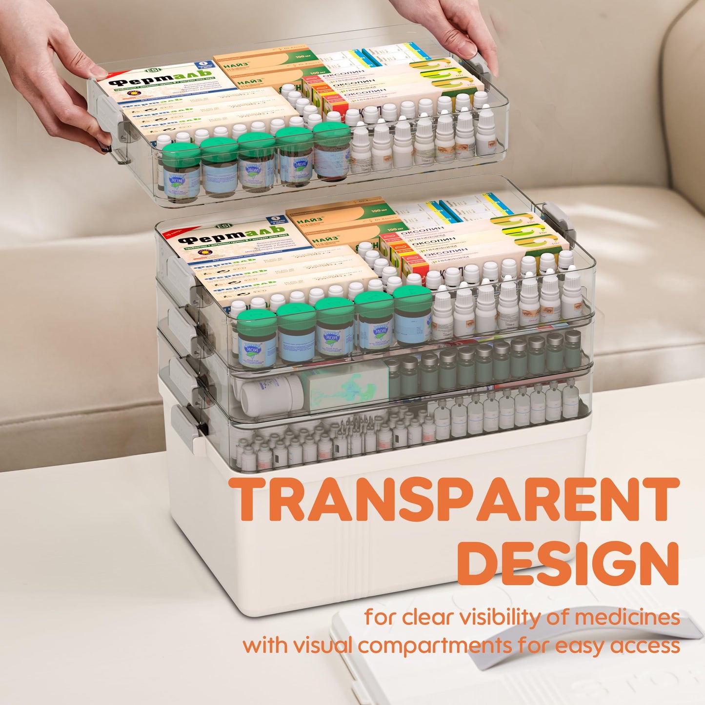 Citylife 5-Layer Medicine Storage Box, Medication Storage Box with Handle, Household Medical Organiser Portable Emergency First Aid Container for
